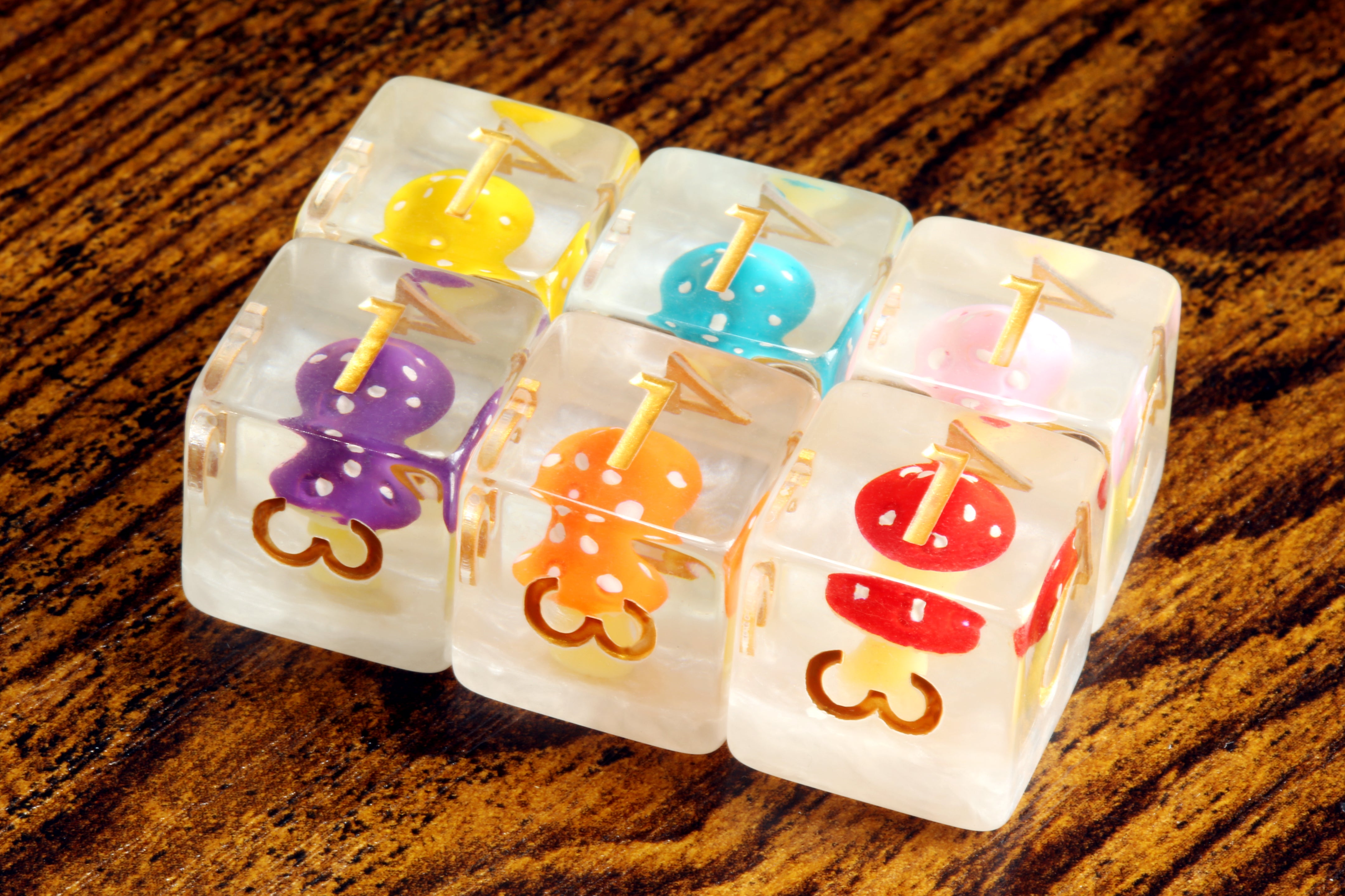 Rainbow Colorshrooms D6 dice - The Wizard's Vault