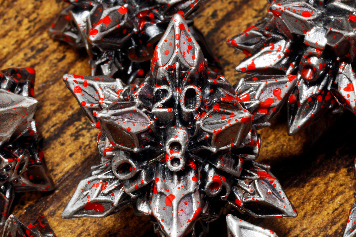 Blooming Stars Dice set - Blood Splatter finish - The Wizard's Vault