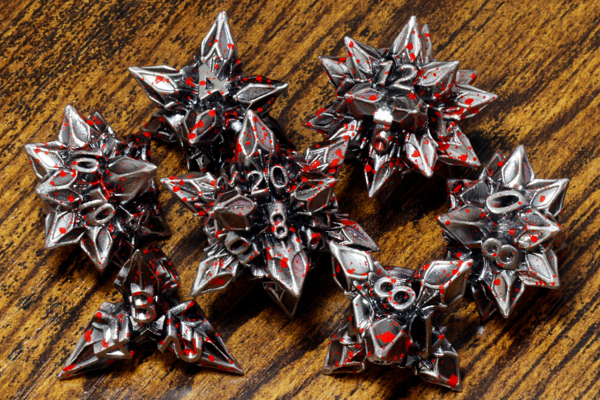 Blooming Stars Dice set - Blood Splatter finish - The Wizard's Vault