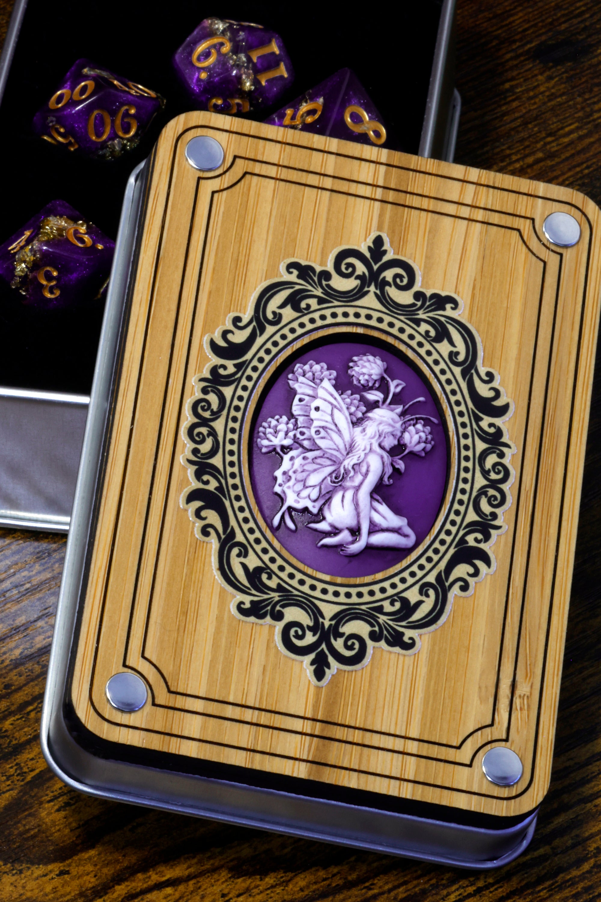 Fairy Dice Box and Gilded Amethyst Dice Set - The Wizard's Vault