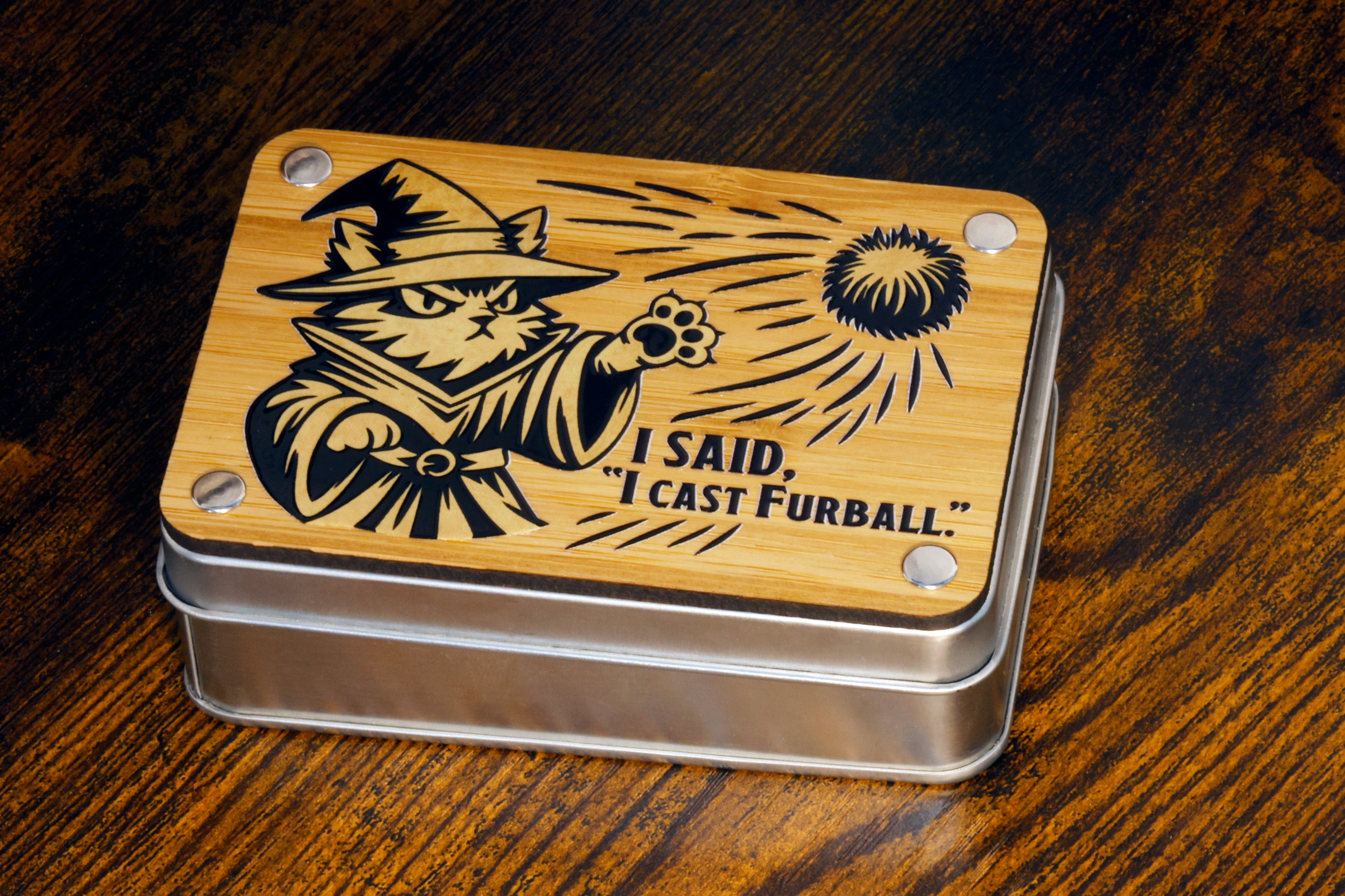 I cast Furball dice box and D6 dice - The Wizard's Vault