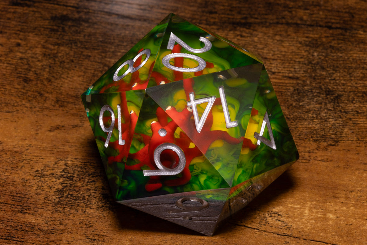Reef Kraken Gargantuan D20 – 55mm Chonk D20 with Red Octopus Inclusion