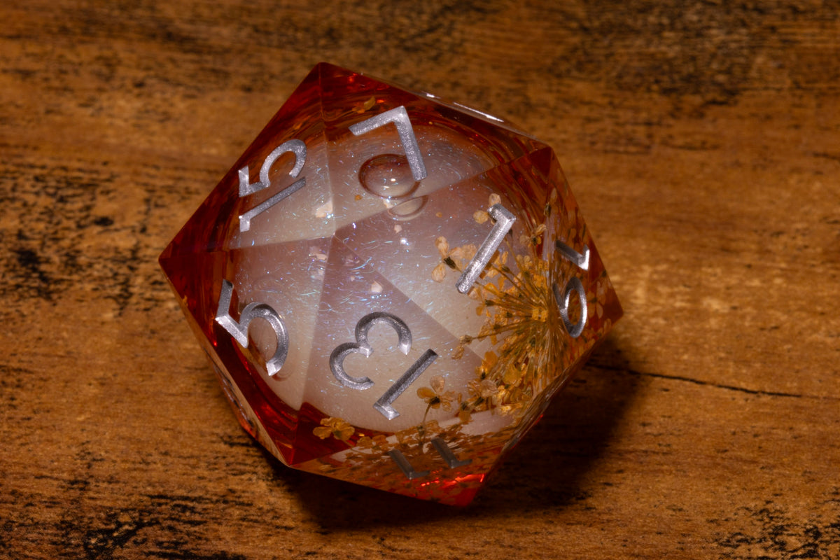 Honey Meadow Liquid Core Oversized D20 – Extra Large D20 with Wildflower Core