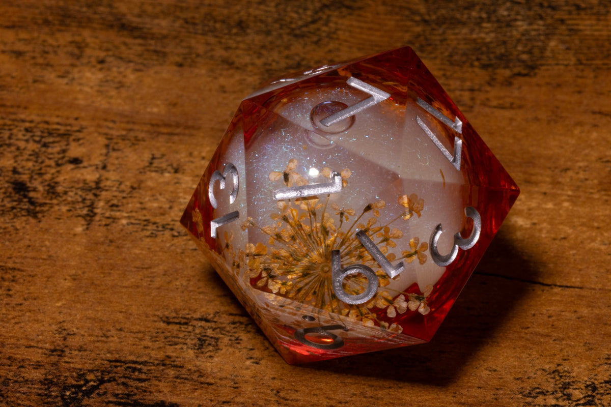 Honey Meadow Liquid Core Oversized D20 – Extra Large D20 with Wildflower Core