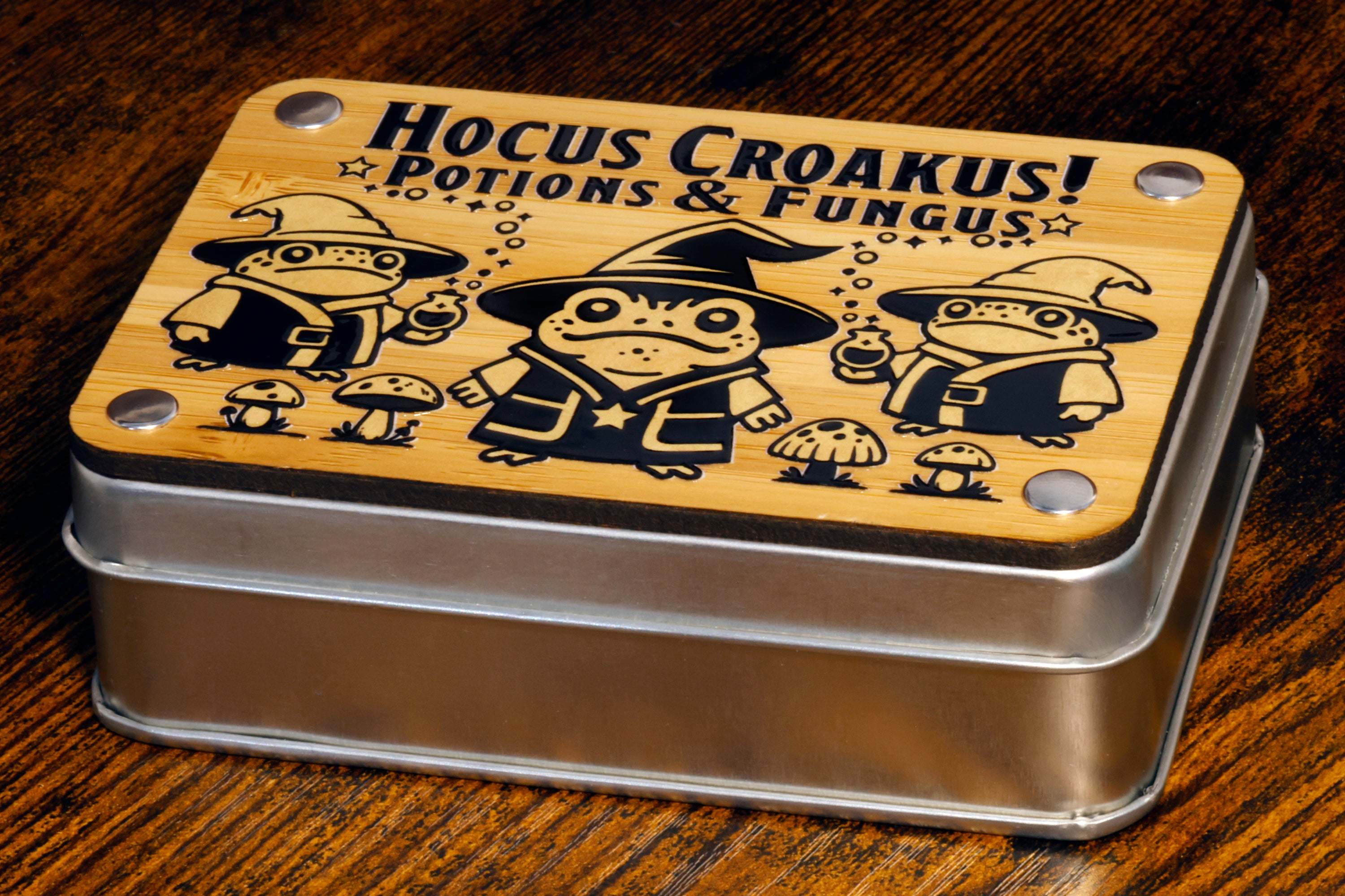 a tin with a picture of some cartoon characters on it