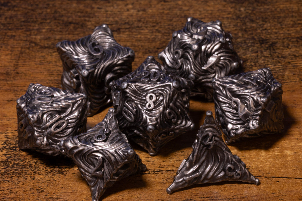 Vortex 7-Piece Metal Dice Set – Lime Green with White Numbers