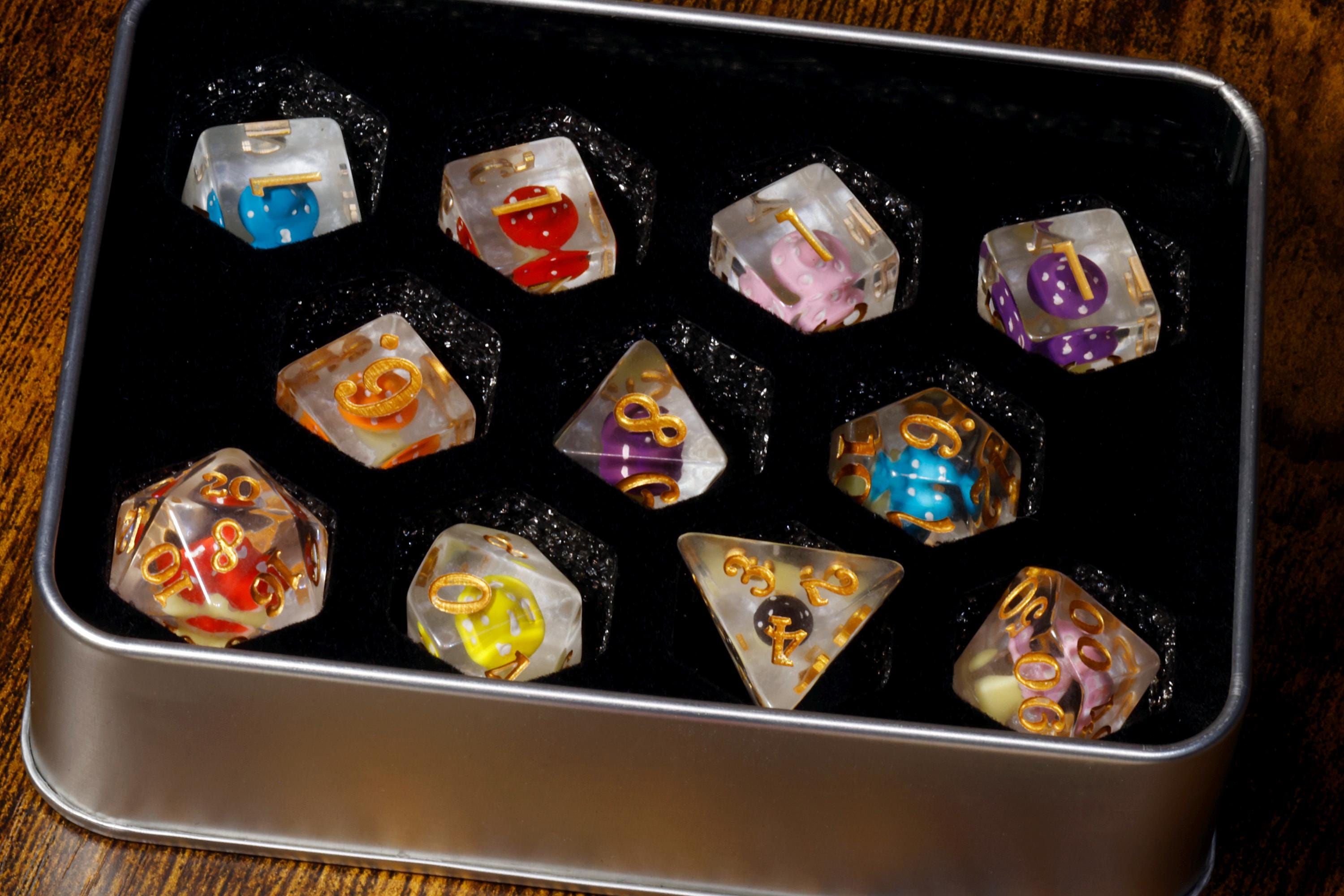 11-Piece Mushroom Dice Set with Dice Vault – Mushroomfolk Druid | Elderwild Realm Collection
