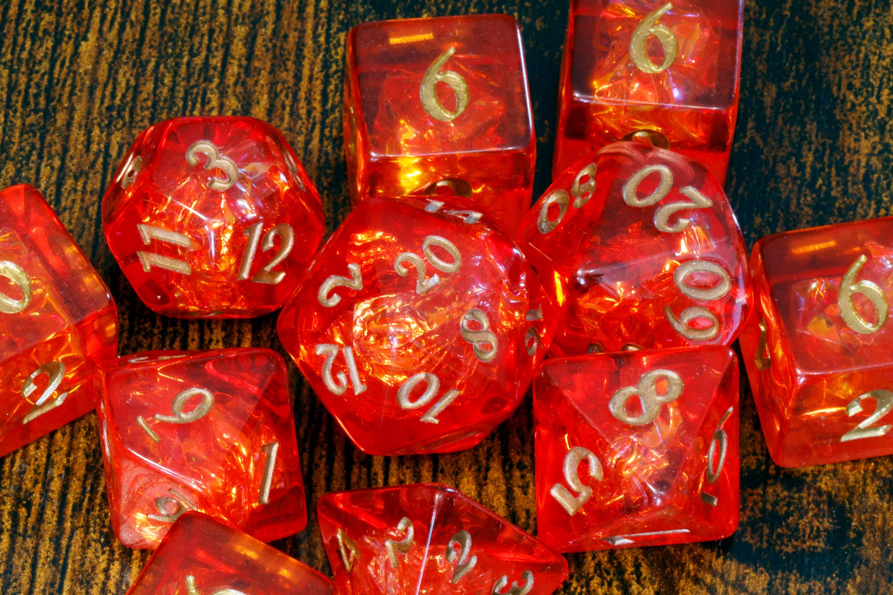 Pyromancer Ritual Dice Box and 11-Piece Fire Opal Dice Set
