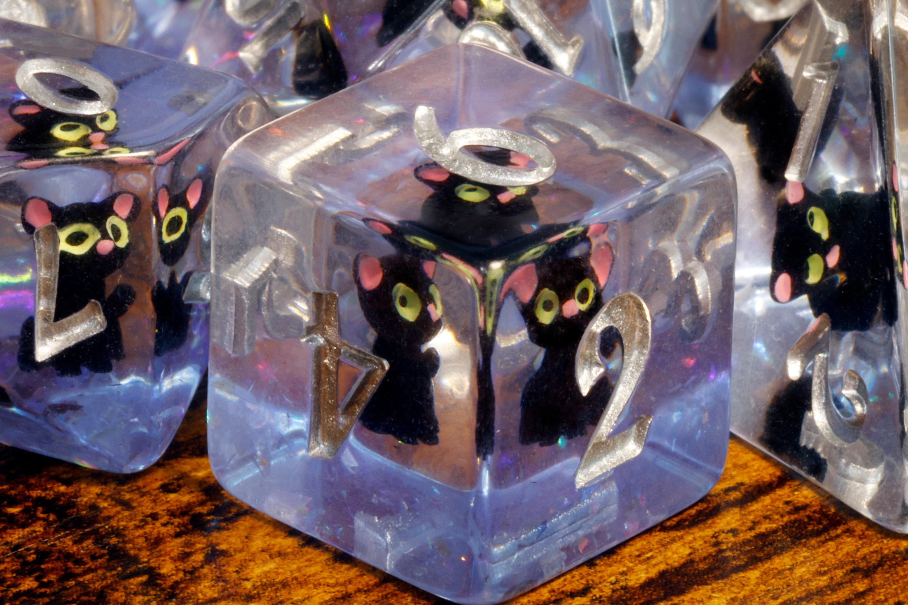 I Nap Here | Dragon Cat Dice Box & Black Cat Dice Set | 11-Piece - The Wizard's Vault