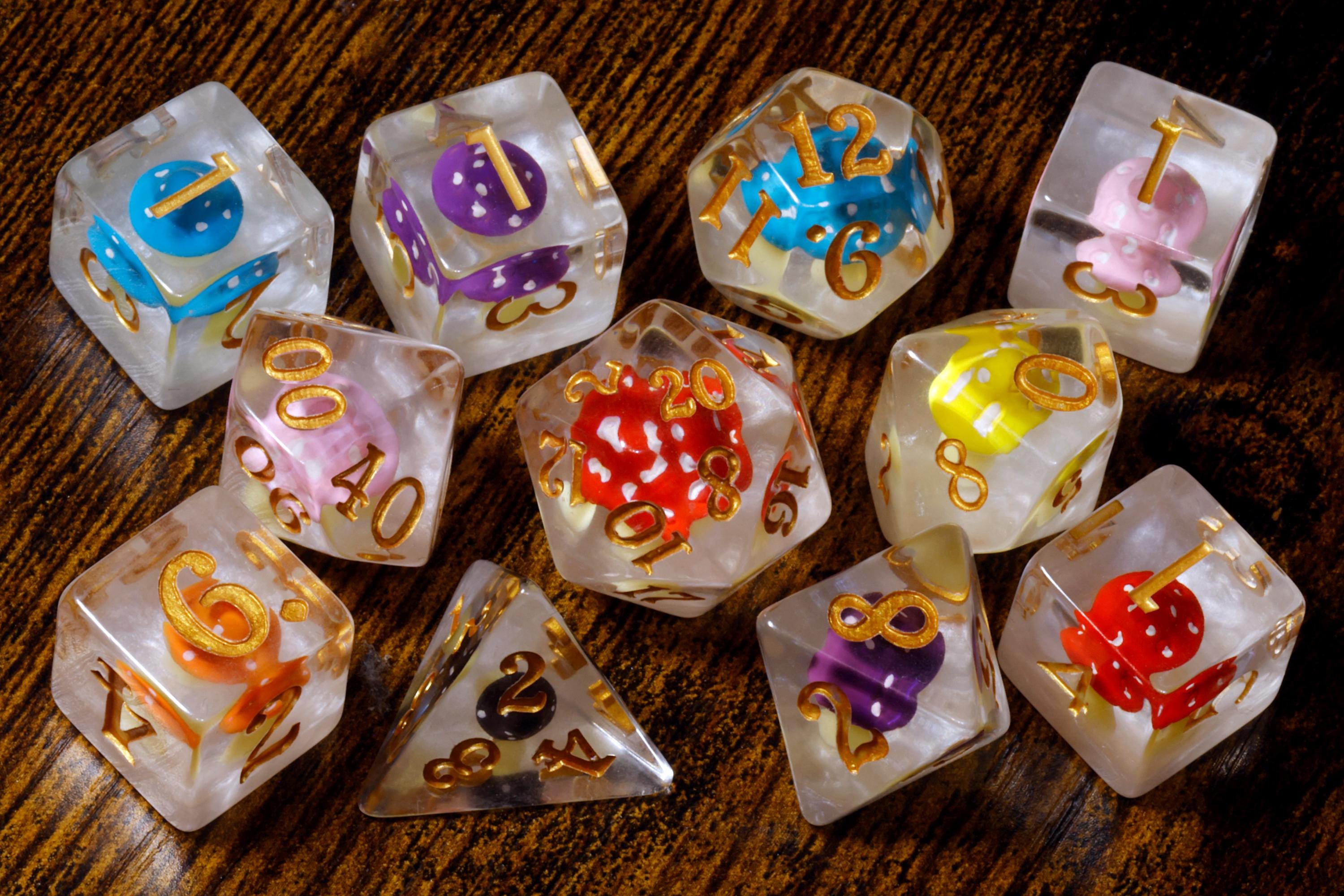 11-Piece Mushroom Dice Set with Dice Vault – Mushroomfolk Druid | Elderwild Realm Collection