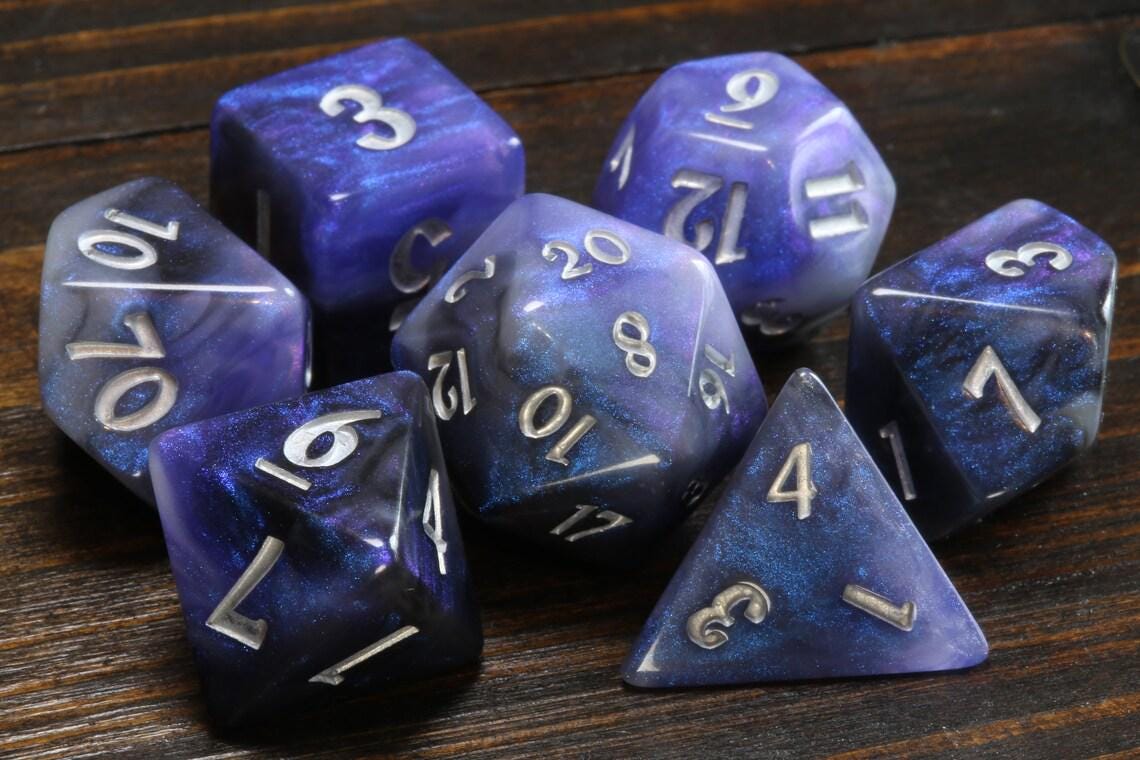 Lunar Dragon dice box with Dreamveil opal dice set