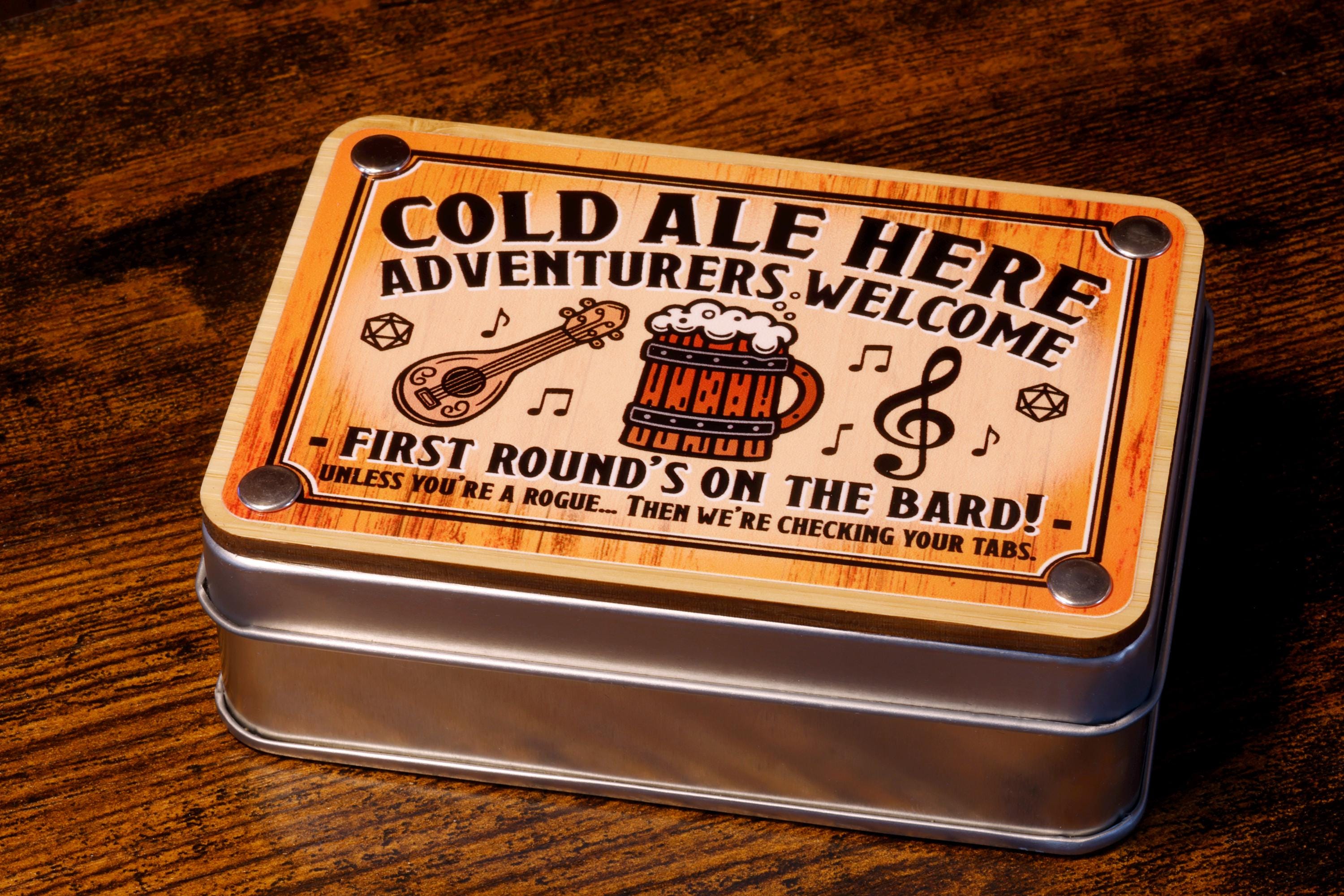 Bard’s Brew dice and tavern-themed decorative storage box