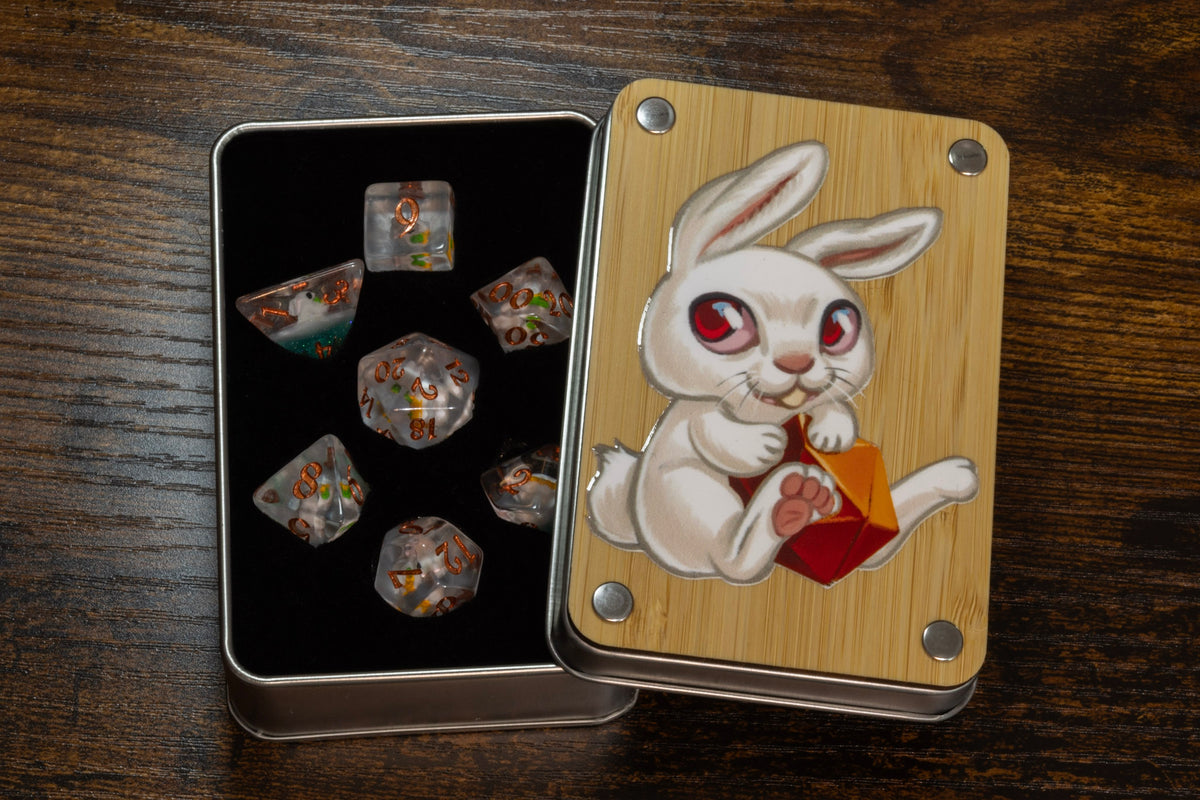 Bunny dice box with Bunny’s Boon dice set - The Wizard's Vault