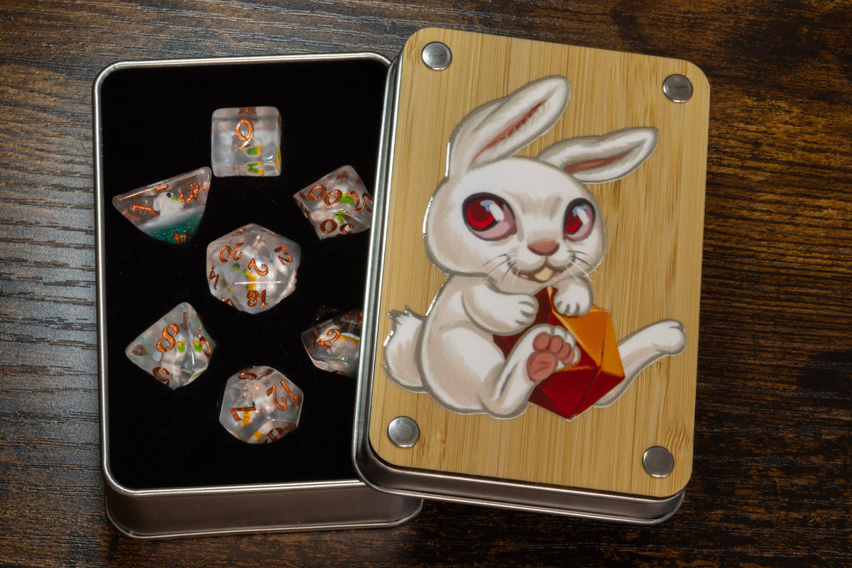 Bunny dice box with Bunny’s Boon dice set - The Wizard's Vault