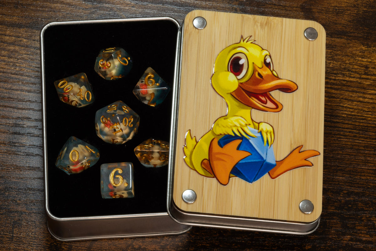 Duck dice box with yellow duck dice set - The Wizard's Vault