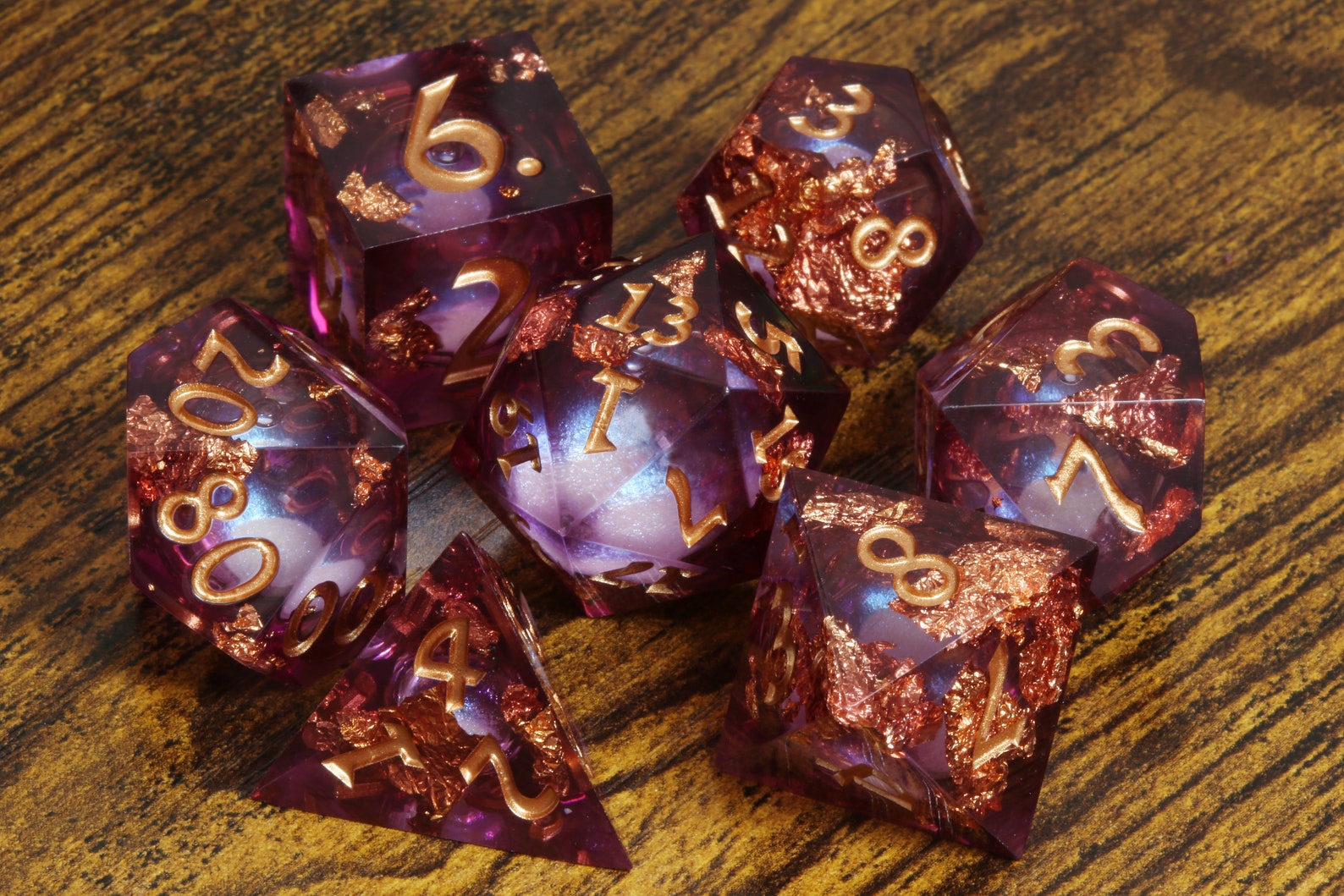 Aether Flux dice set - Liquid Core sharp edge dice - The Wizard's Vault