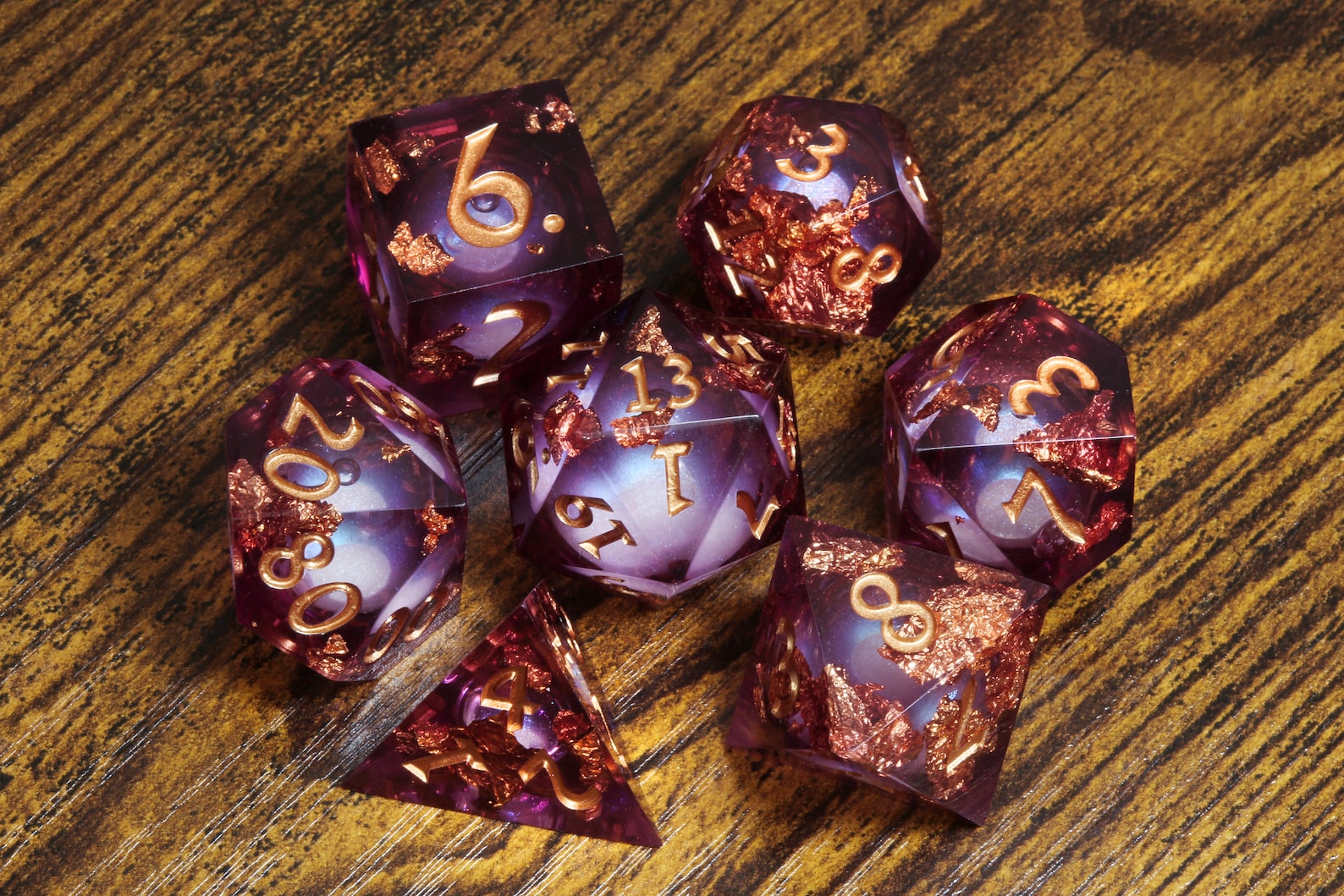 Aether Flux dice set - Liquid Core sharp edge dice - The Wizard's Vault