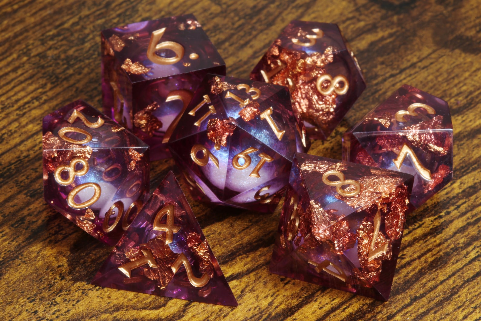 Aether Flux dice set - Liquid Core sharp edge dice - The Wizard's Vault