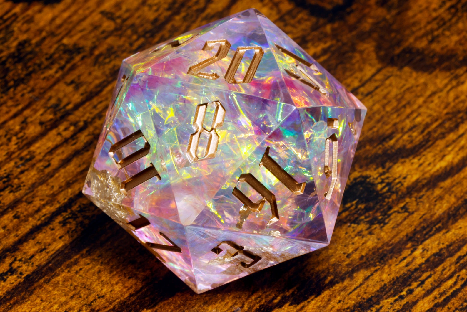 Sacred opal Chonk D20 Dice - Extra Large Dice - The Wizard's Vault