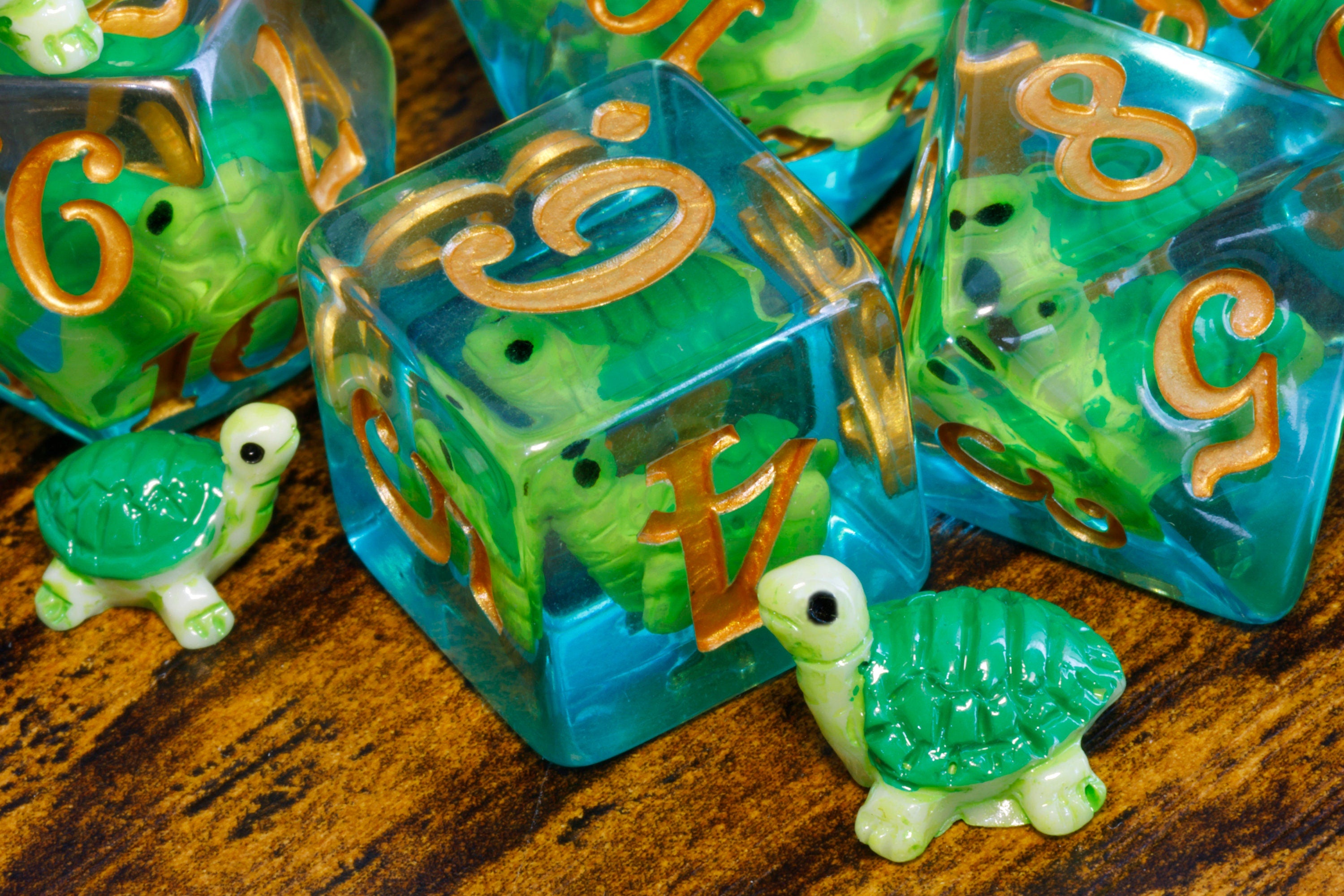 Green Turtle dice set - The Wizard's Vault