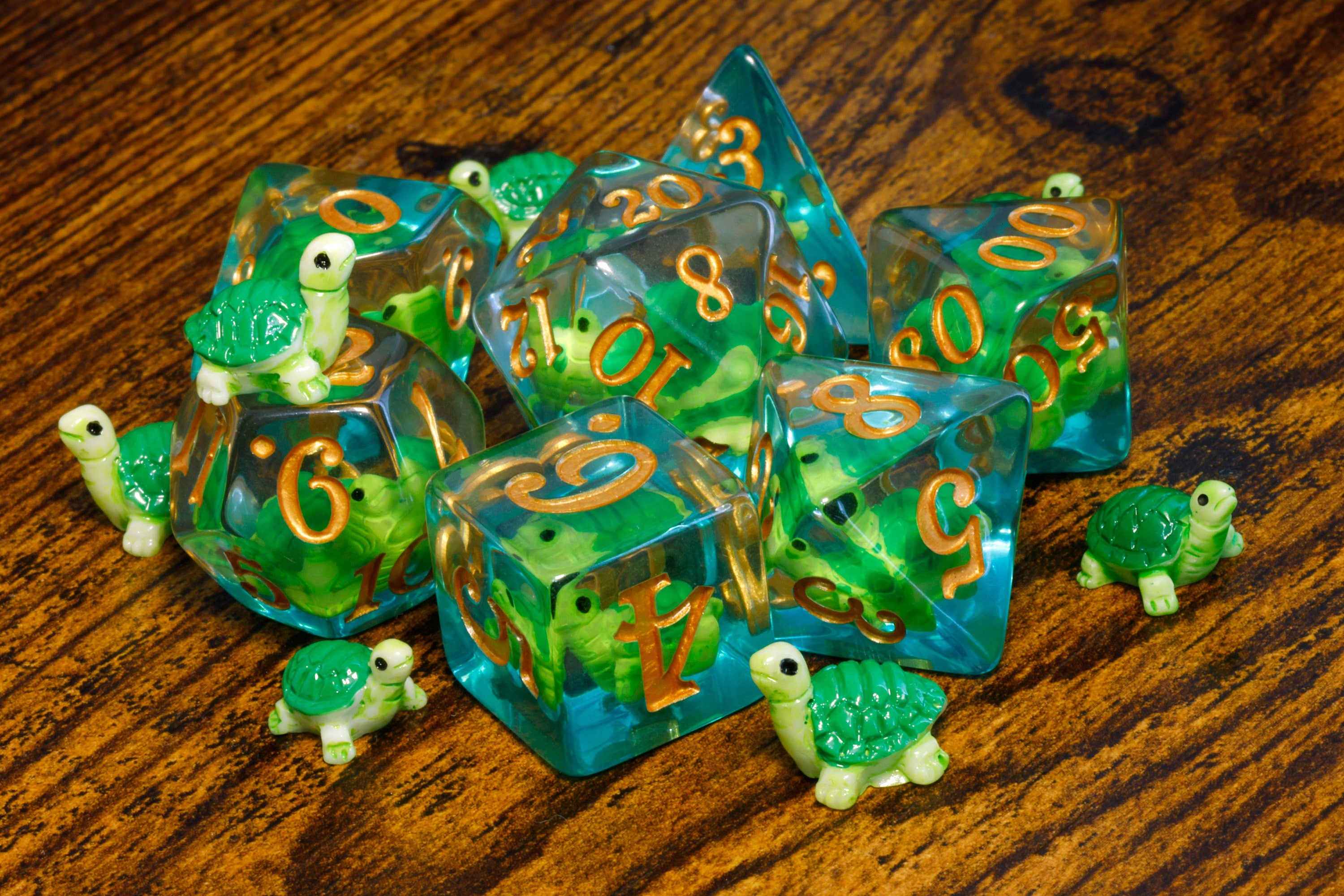Green Turtle dice set - The Wizard's Vault
