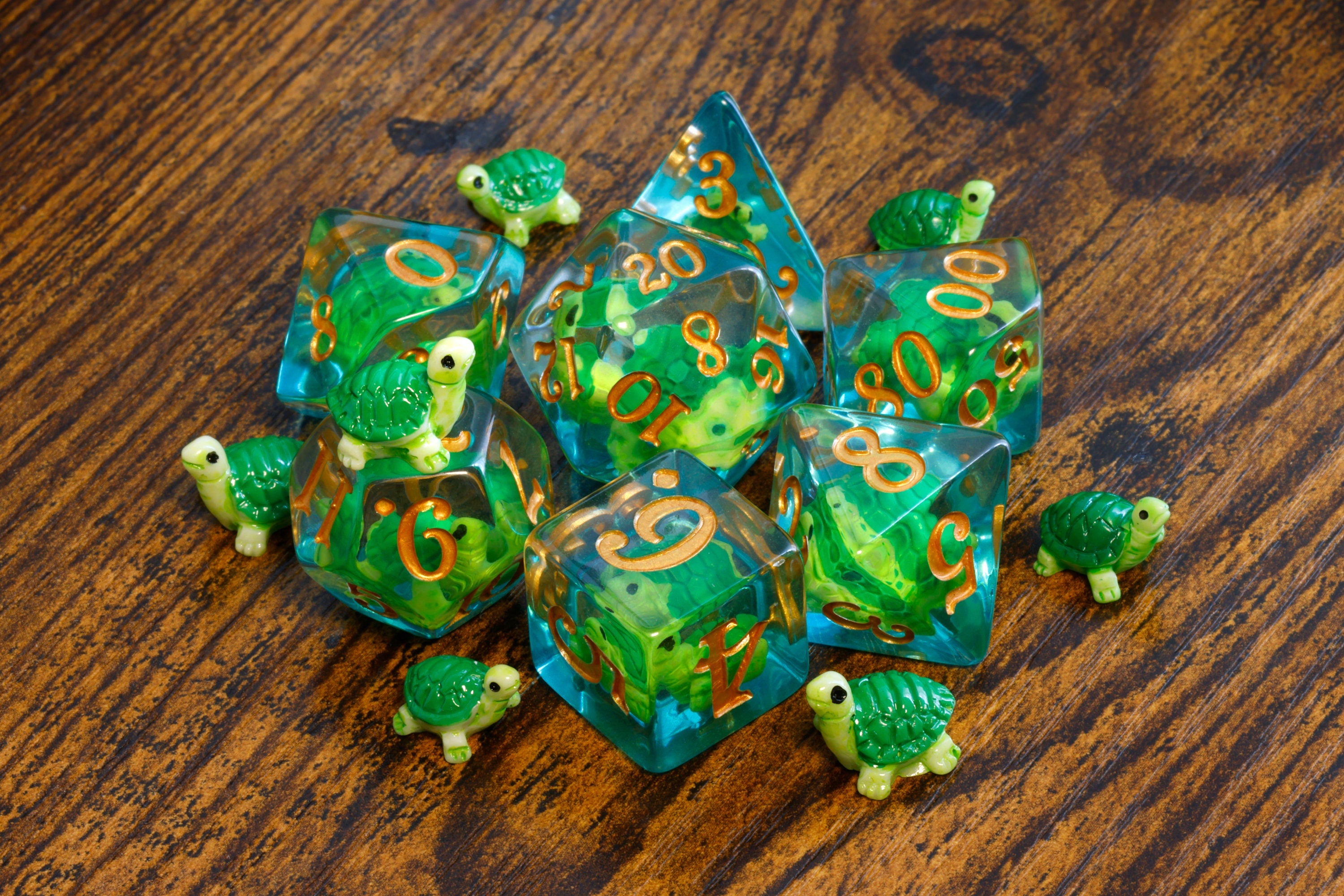 Green Turtle dice set - The Wizard's Vault