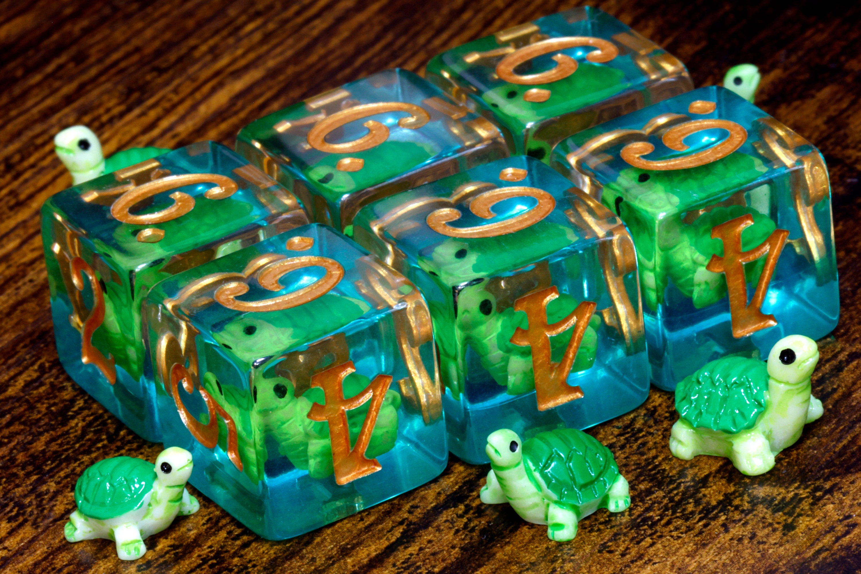 Green Turtle D6 dice - The Wizard's Vault