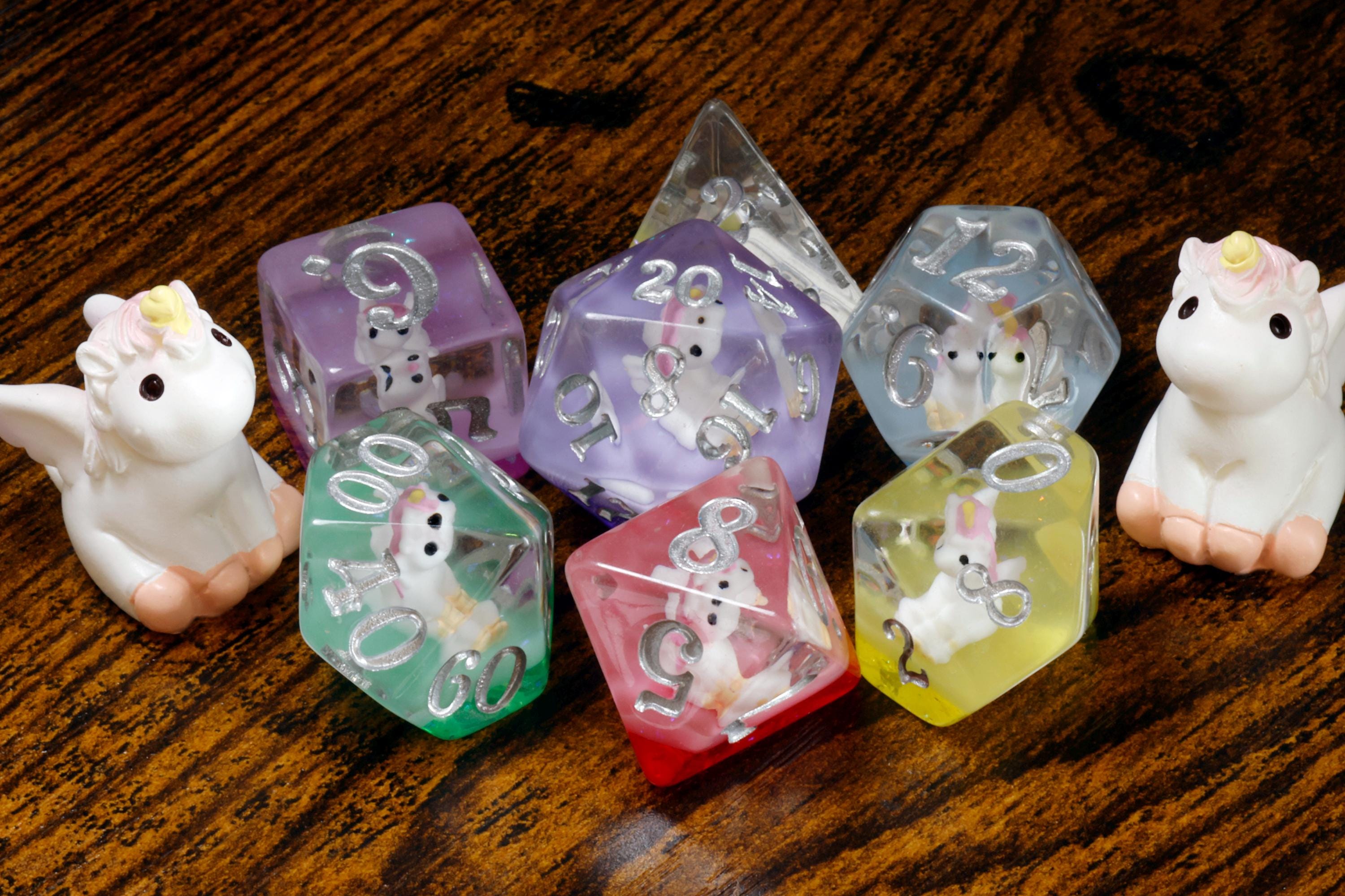 Rainbow Unicorn dice set - The Wizard's Vault