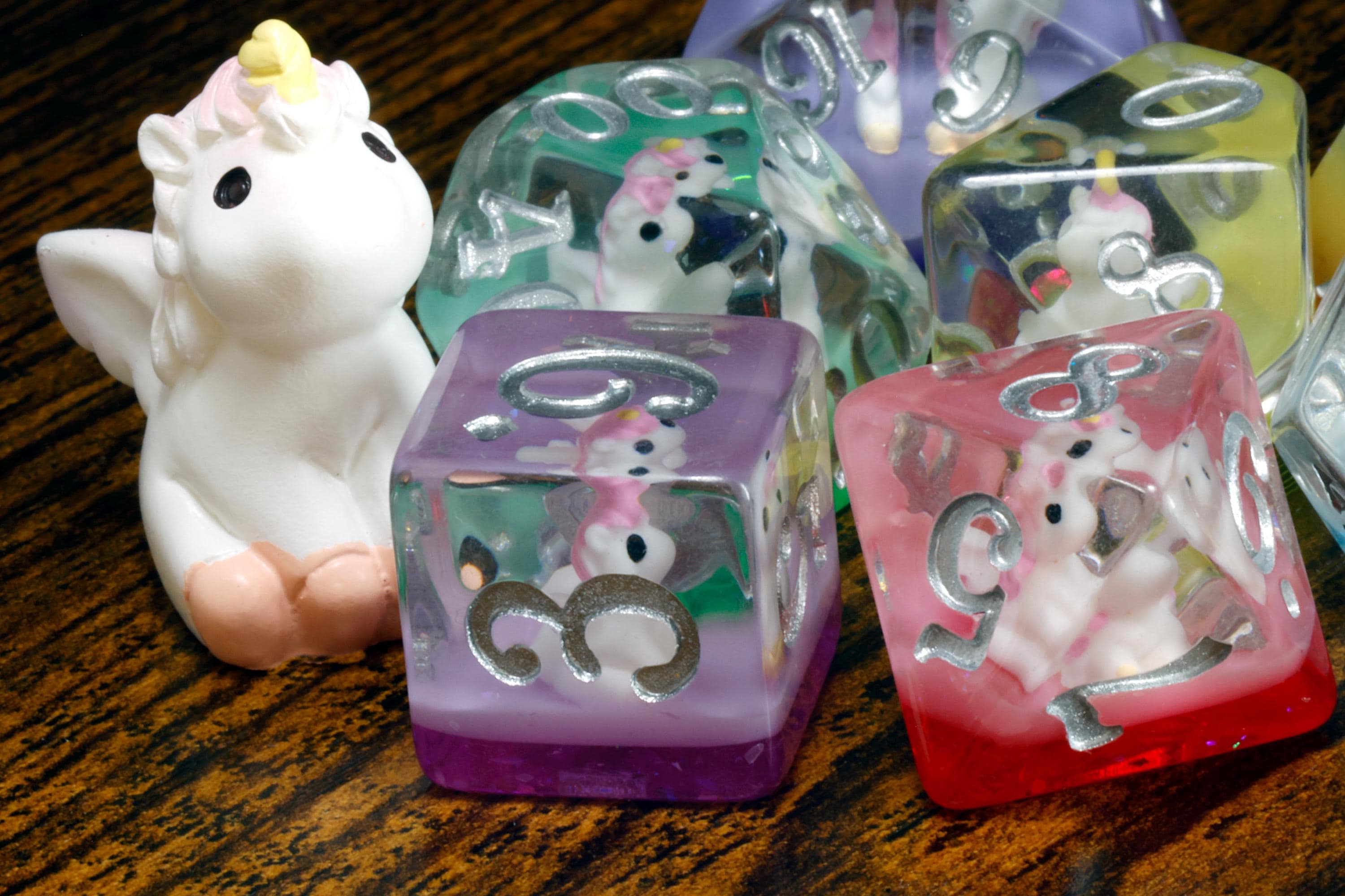 Rainbow Unicorn dice box and set - The Wizard's Vault