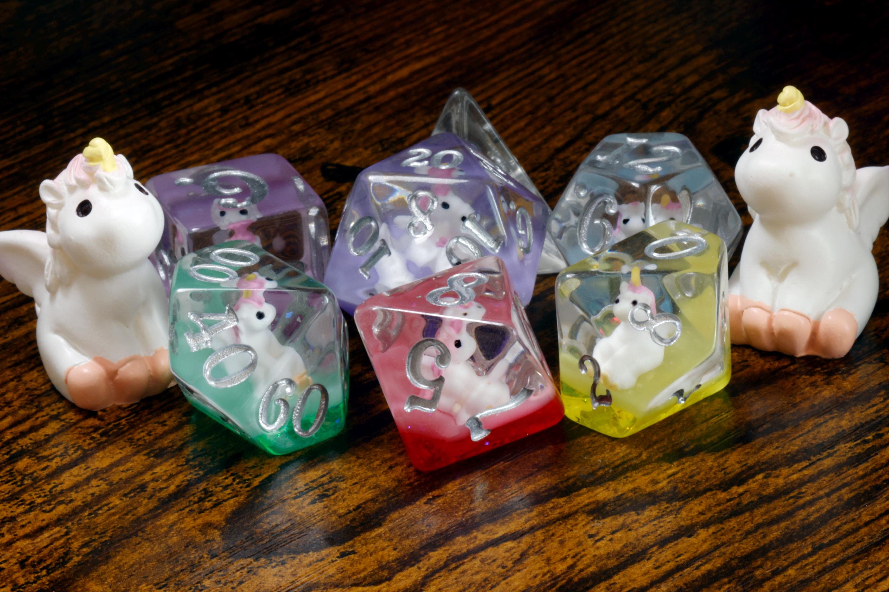 Rainbow Unicorn dice set - The Wizard's Vault