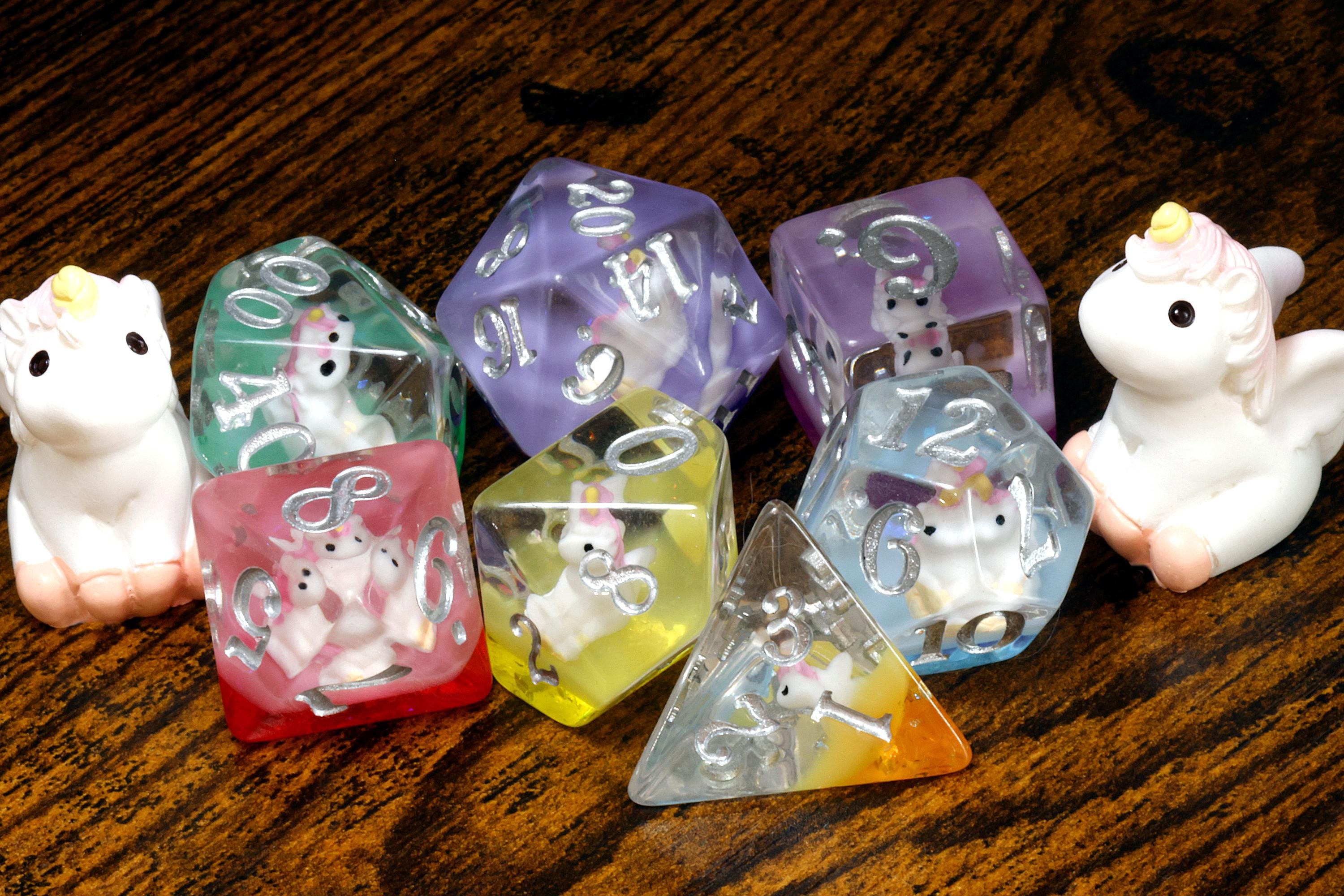 Rainbow Unicorn dice set - The Wizard's Vault