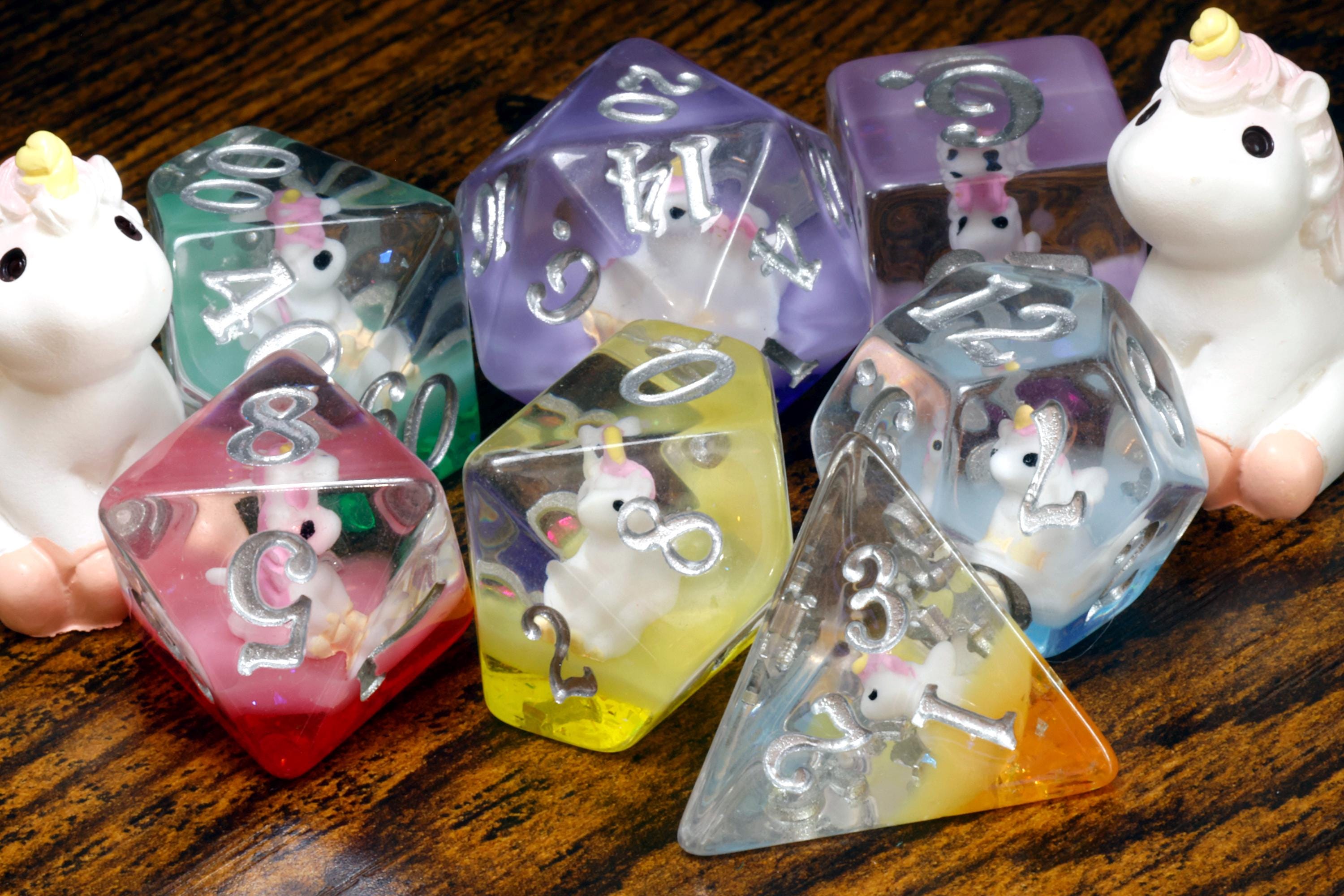 Rainbow Unicorn dice set - The Wizard's Vault