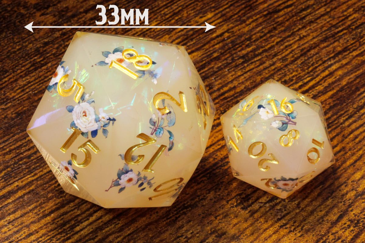 Angelic Bloom Oversized D20 – Sharp Edge Floral Resin Dice – photo 2