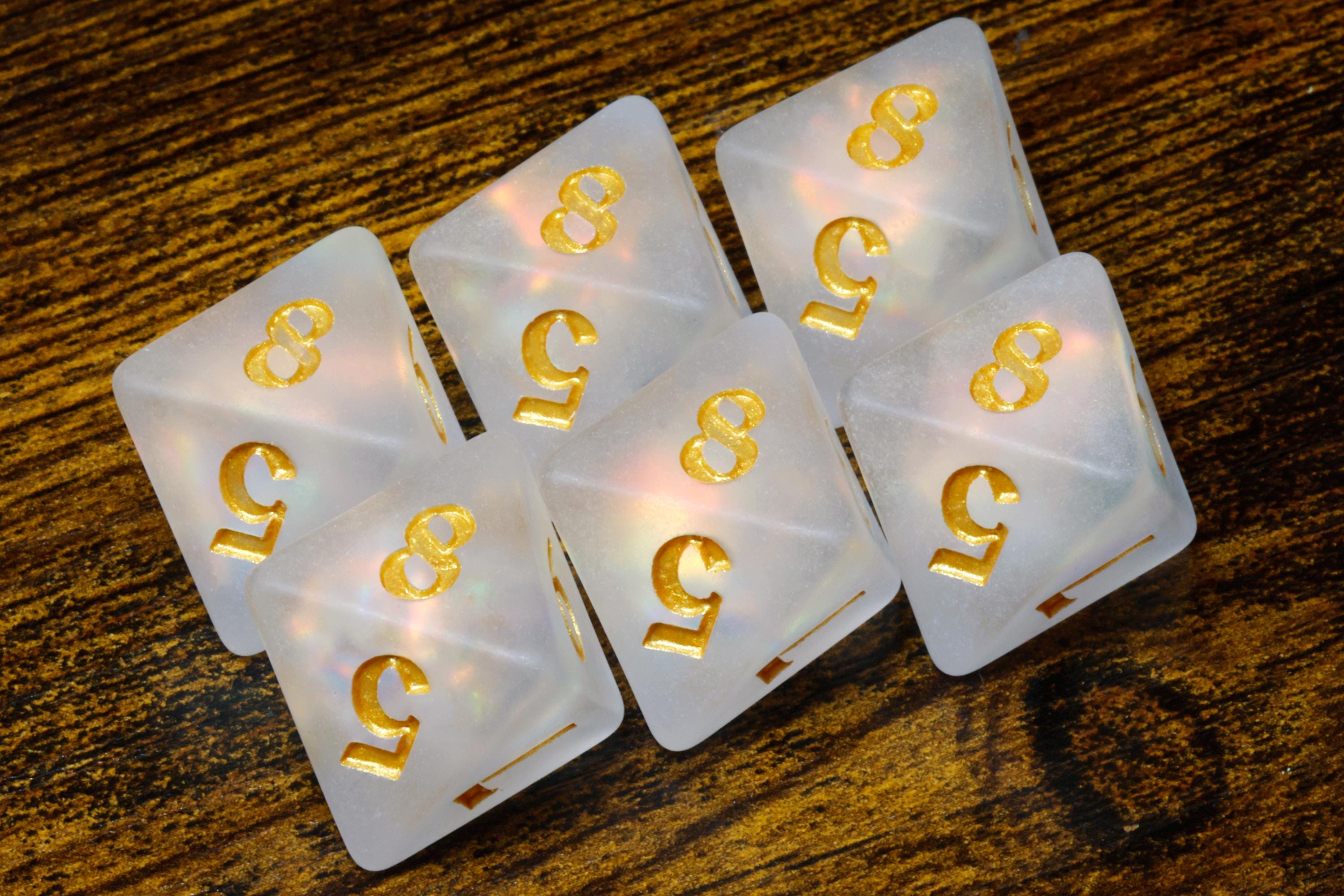 Paladin's Oath D8 Dice – Frosted White with Holographic Foil