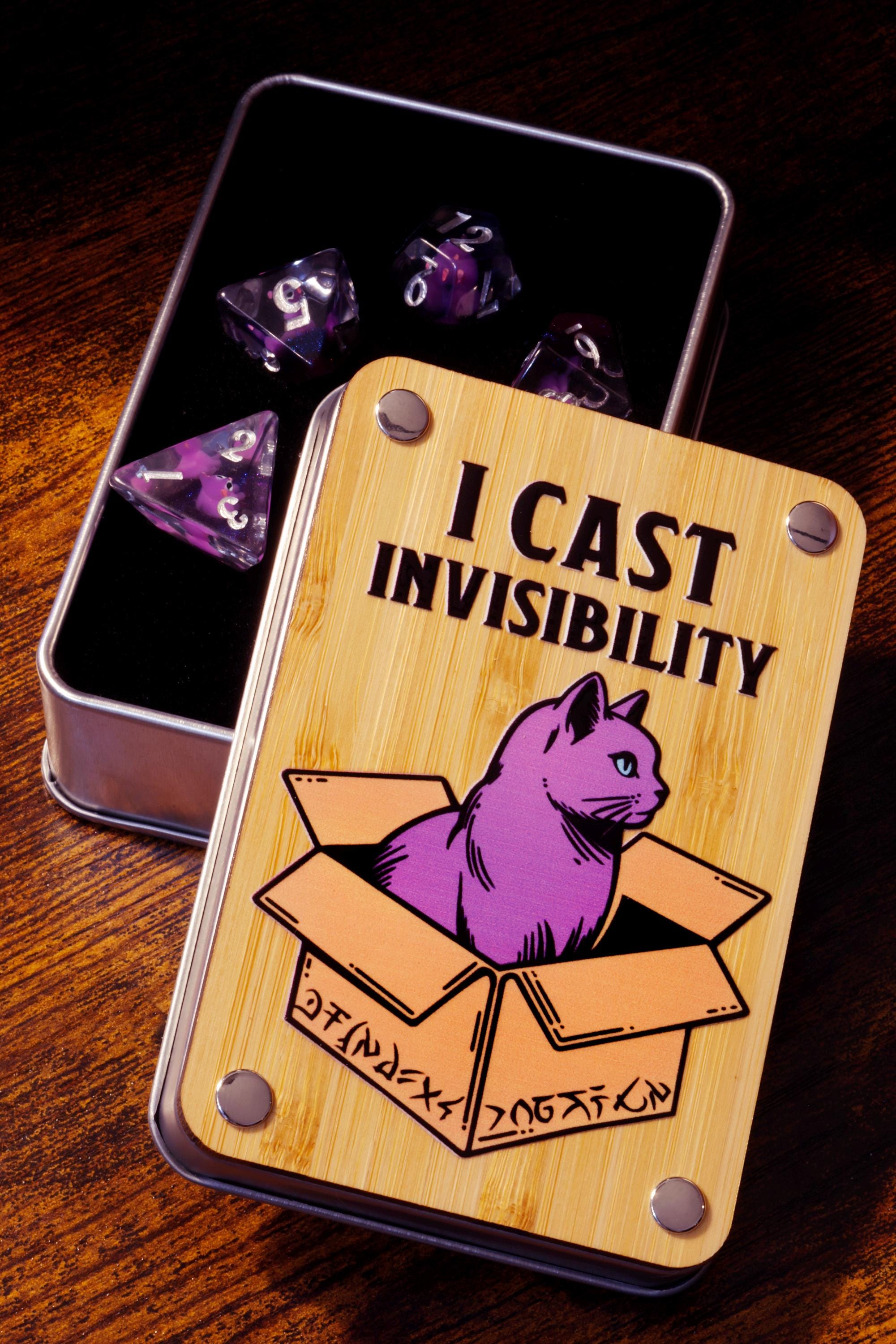 I Cast Invisibility Mystic Cat Dice Set and Box