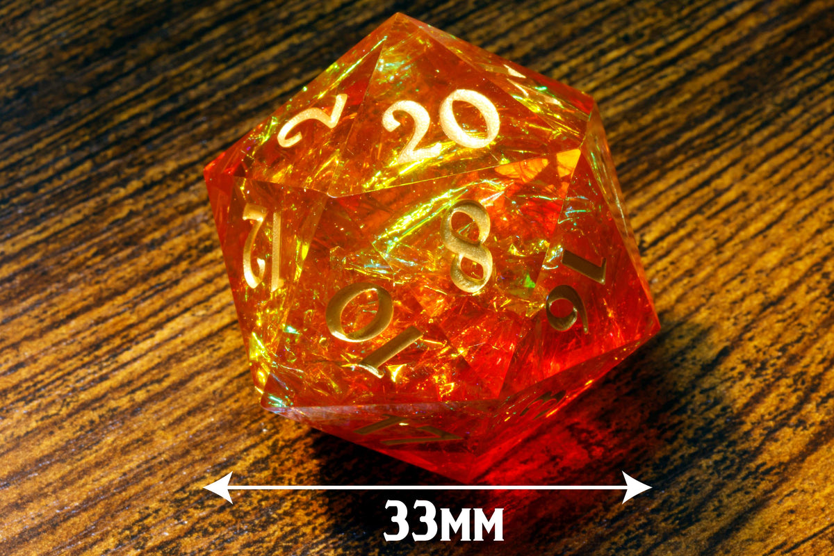 Volcanic Opal Oversized D20 – Sharp Edge Resin Dice – photo 1