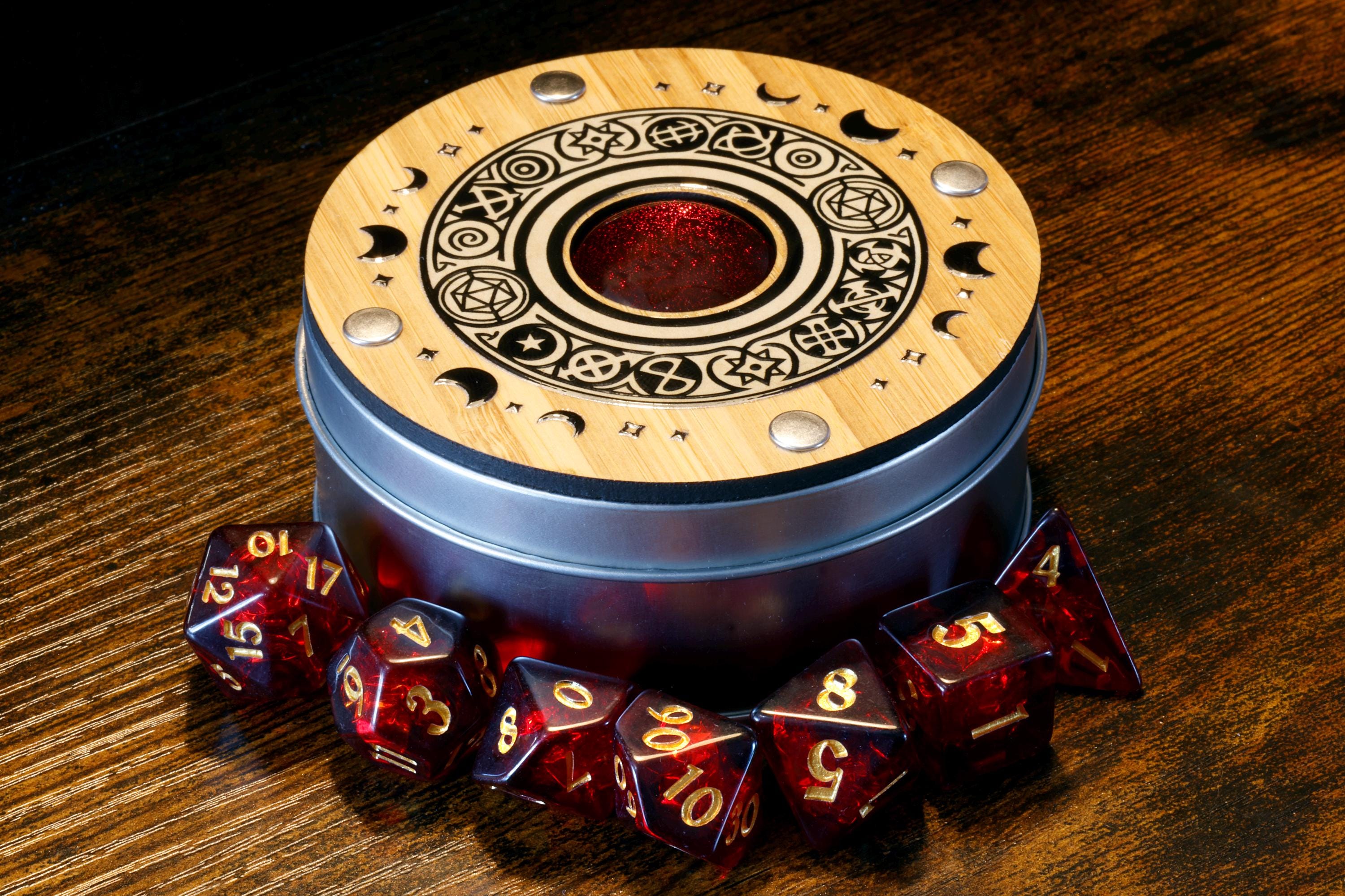 Celestial Round Dice Box & Opal Dice Set