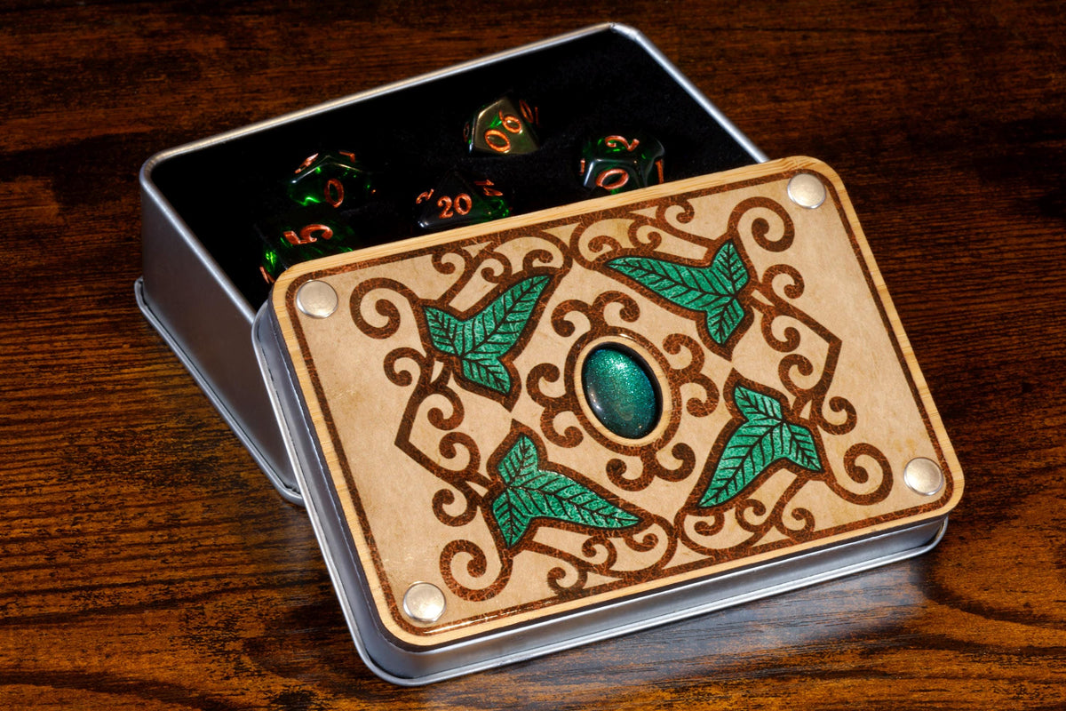 Elvish Dice Vault & Verdant Opal Dice Set - The Wizard's Vault