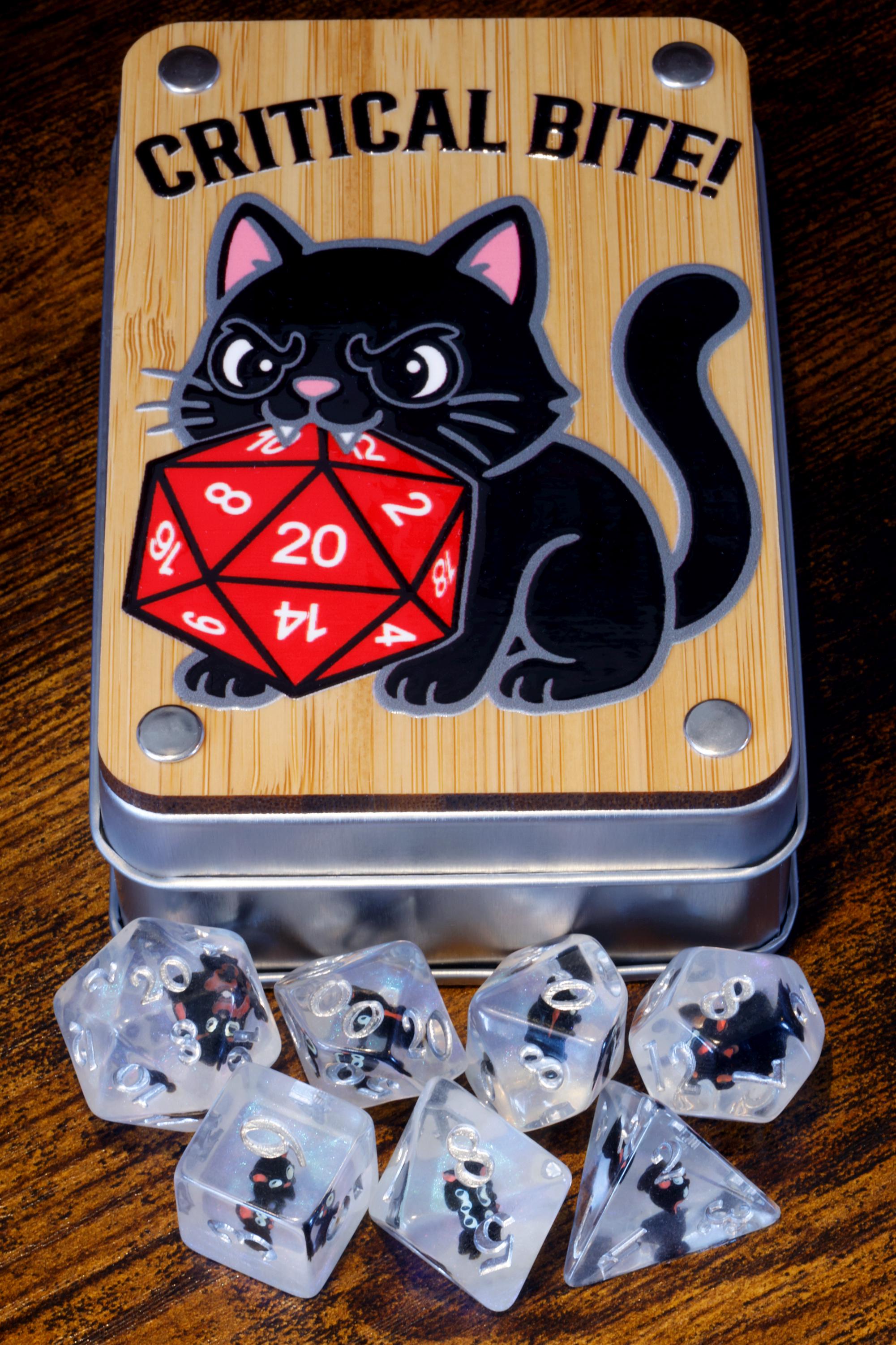 Critical Bite Black Cat Dice Set and Box