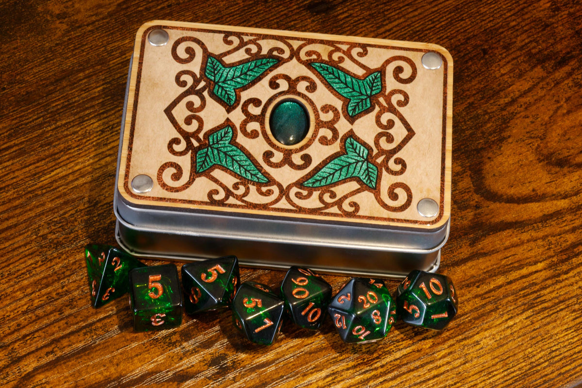 Elvish Dice Vault & Verdant Opal Dice Set - The Wizard's Vault
