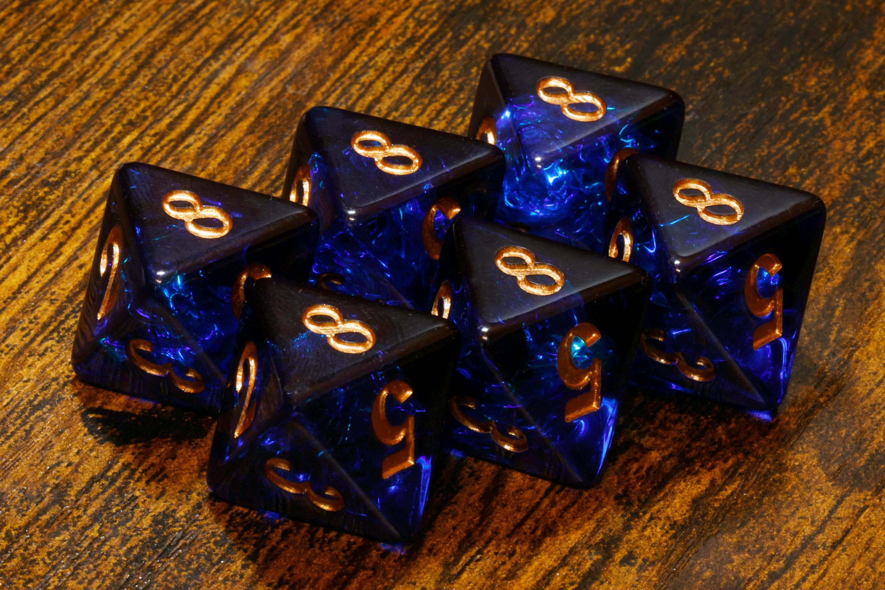 Cobalt Opal D8 Dice