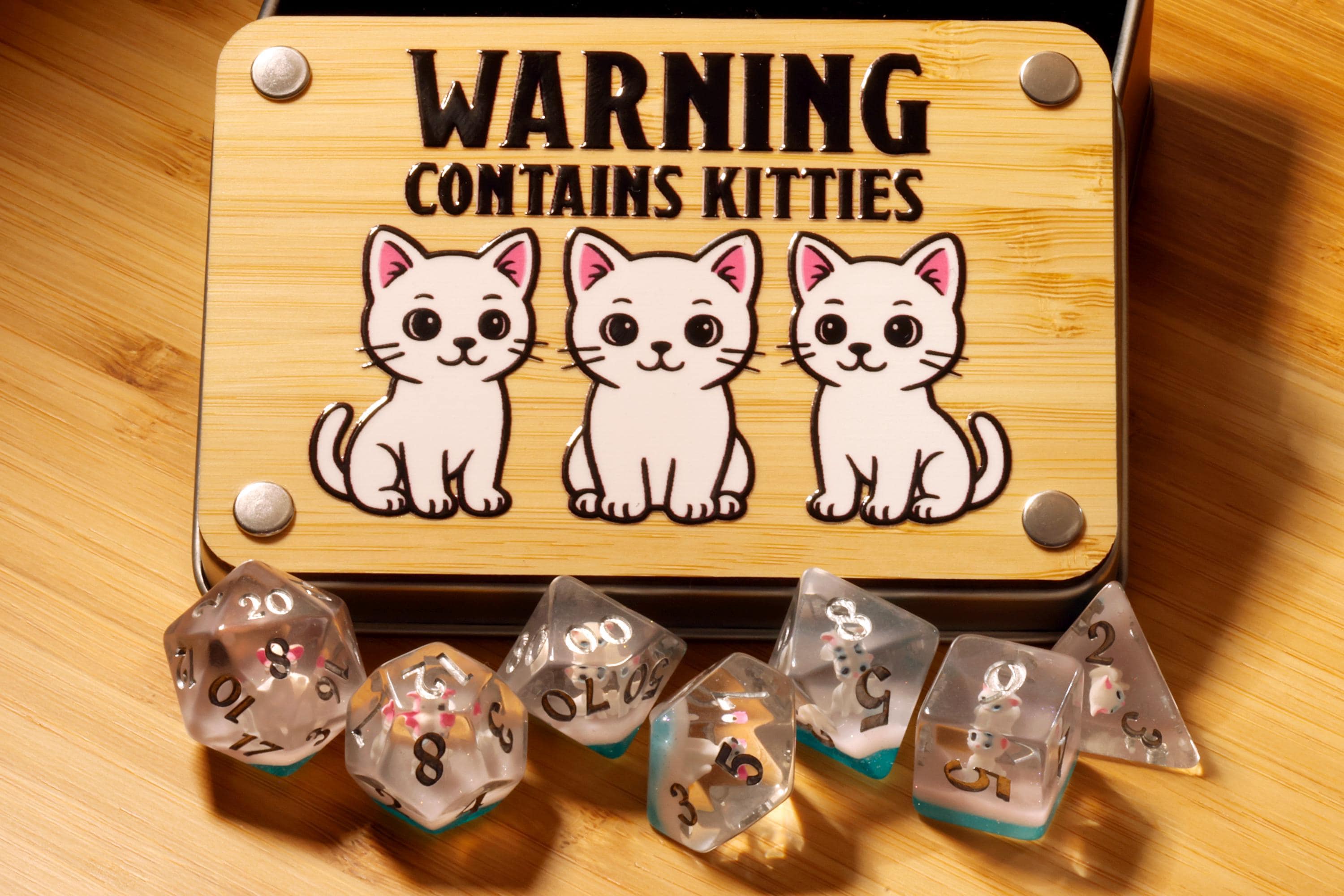 White Cat Contains Kitties Dice Box