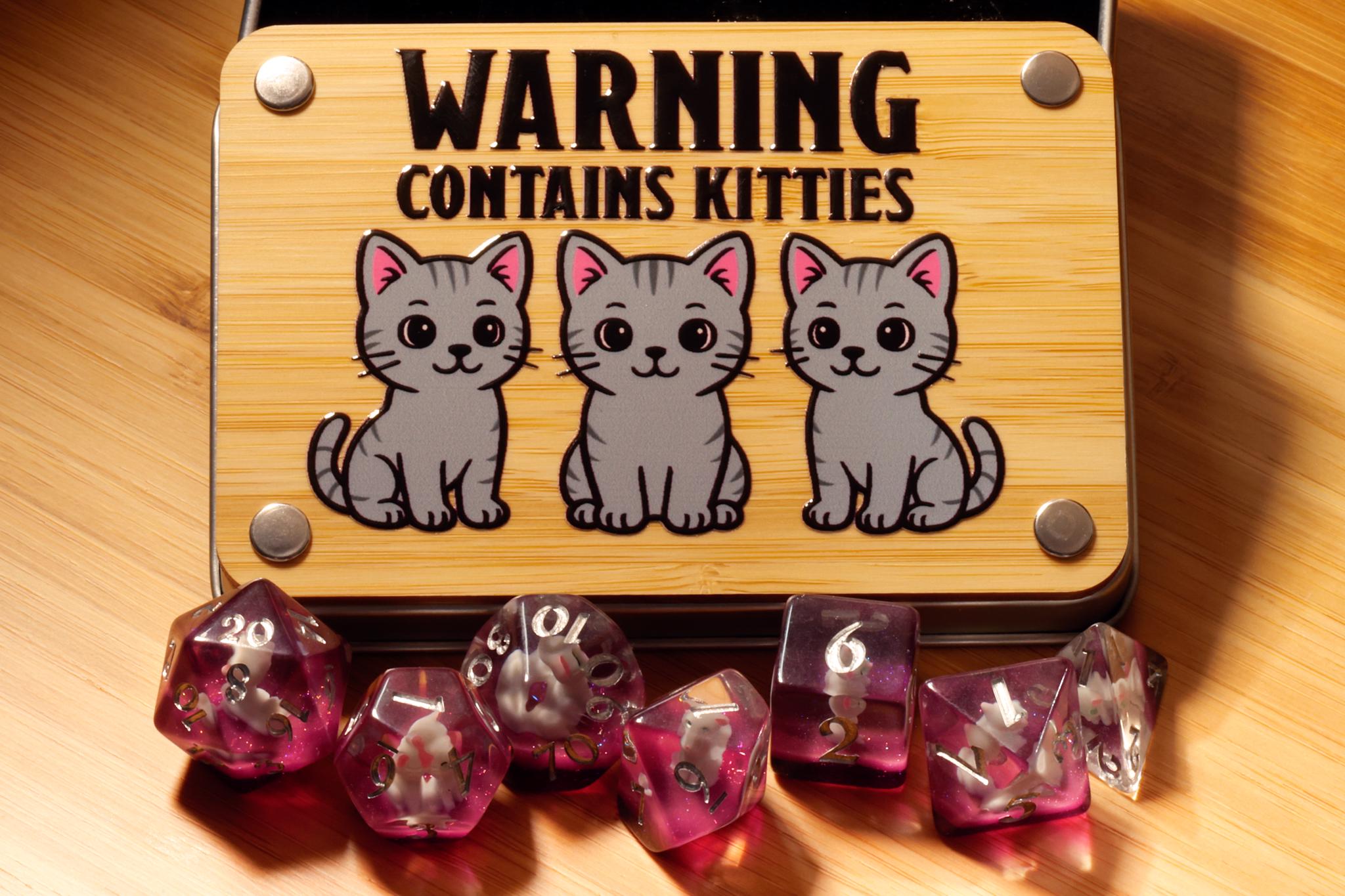 Light Grey Cat Contains Kitties Dice Box