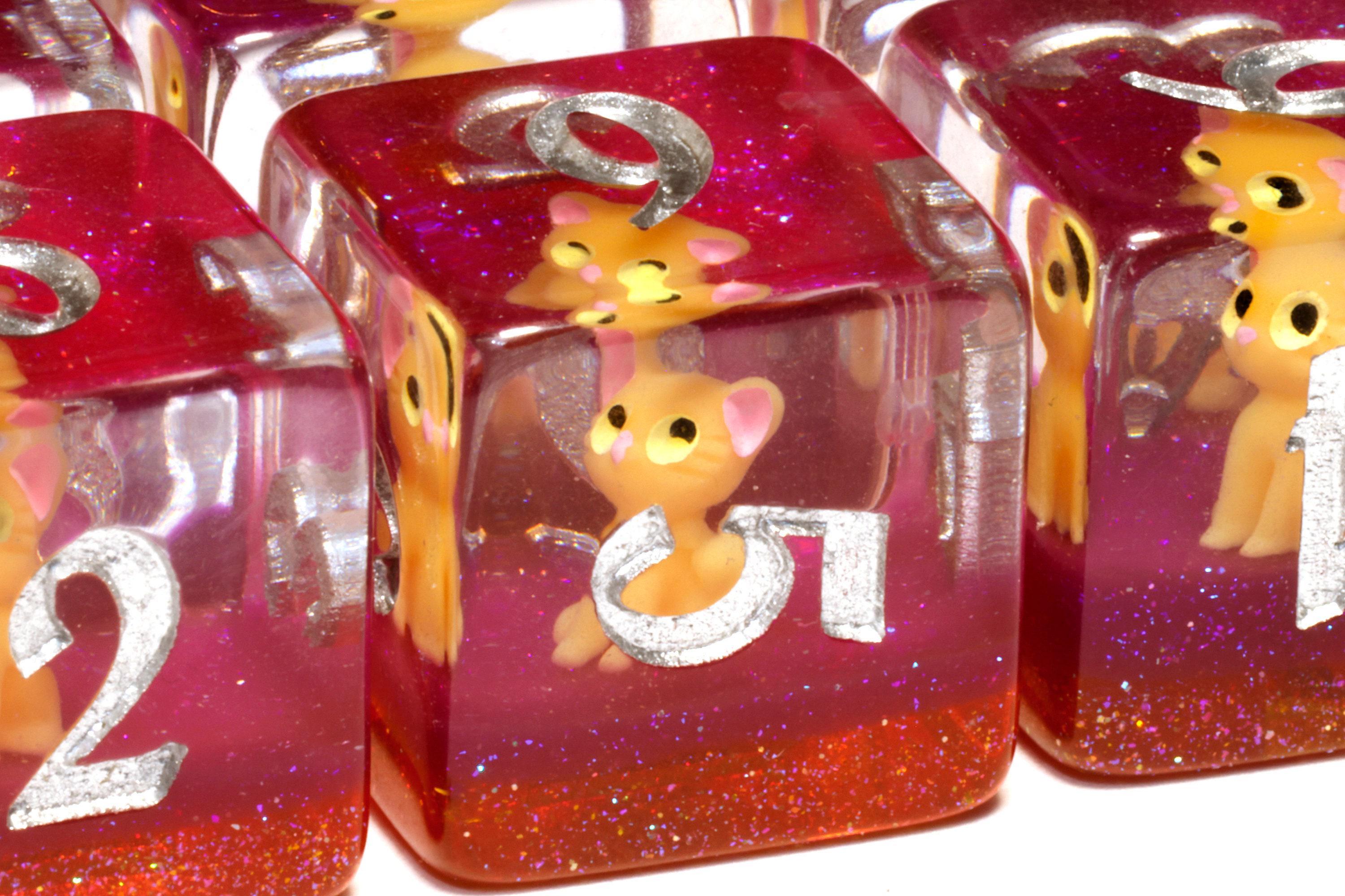 Orange Tabby D6 Dice Set - Orange Cat