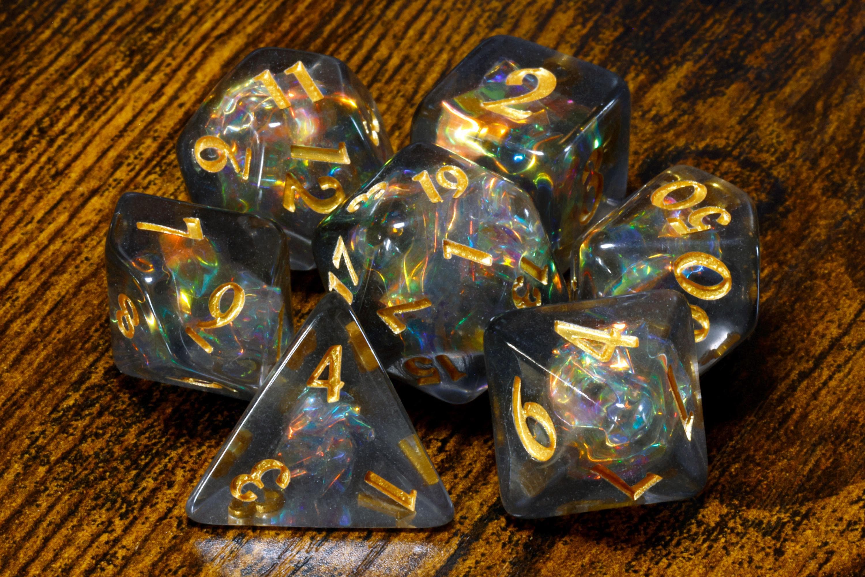 Shadow Opal Dice Set - Smoky Grey Holographic