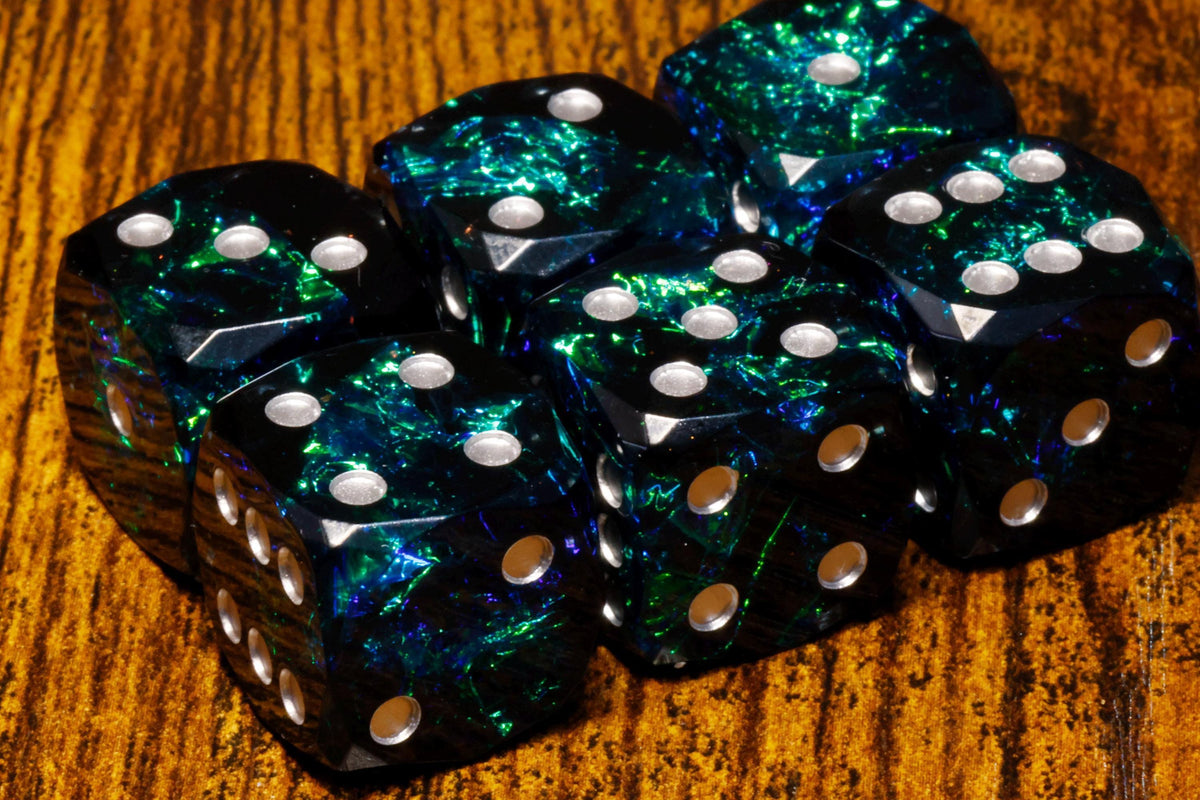 Void Opal Six-Sided PIP Dice – Dark Sharp Edge with Holographic Foil – photo 4