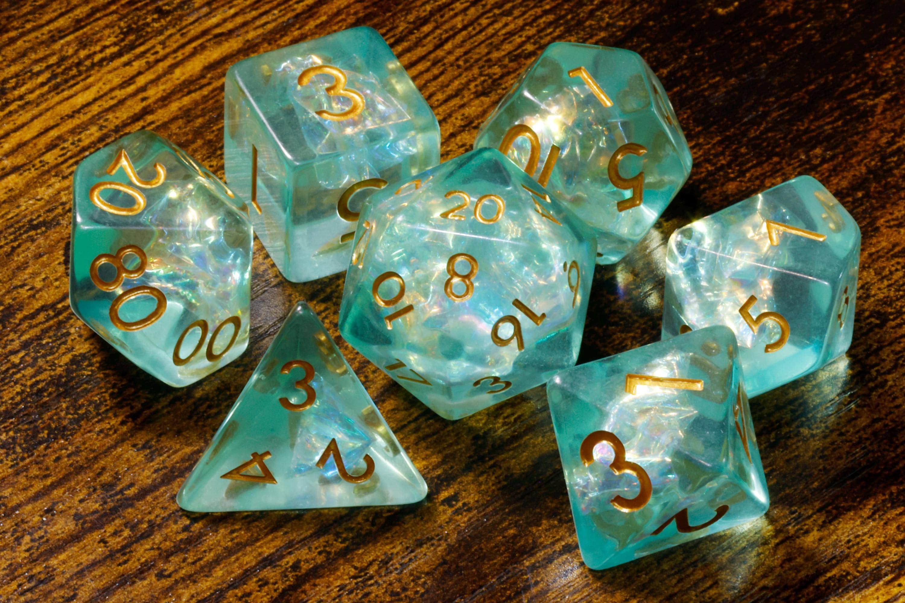 Glacier Opal Dice Set - Light Blue Holographic