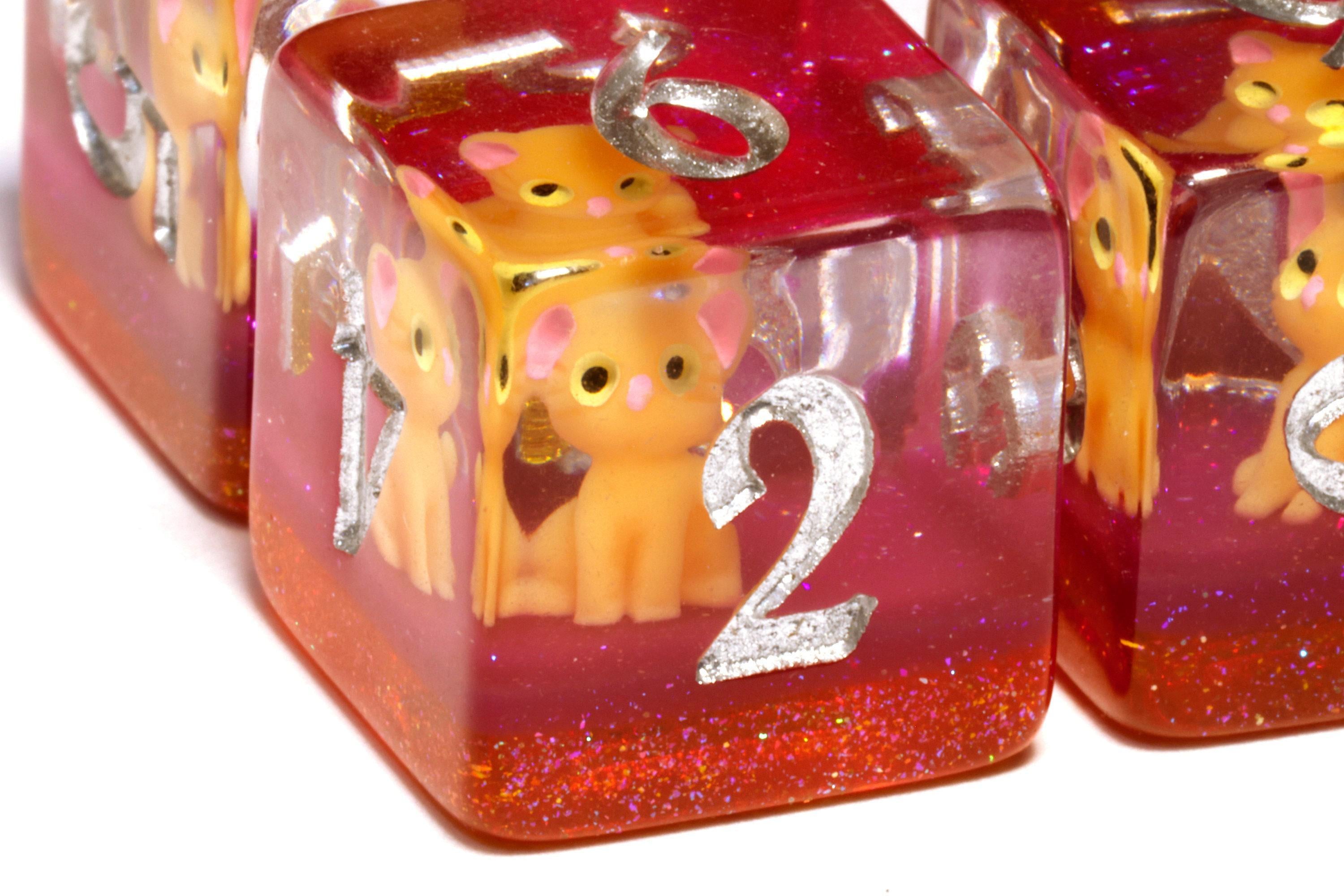 Orange Tabby D6 Dice Set - Orange Cat