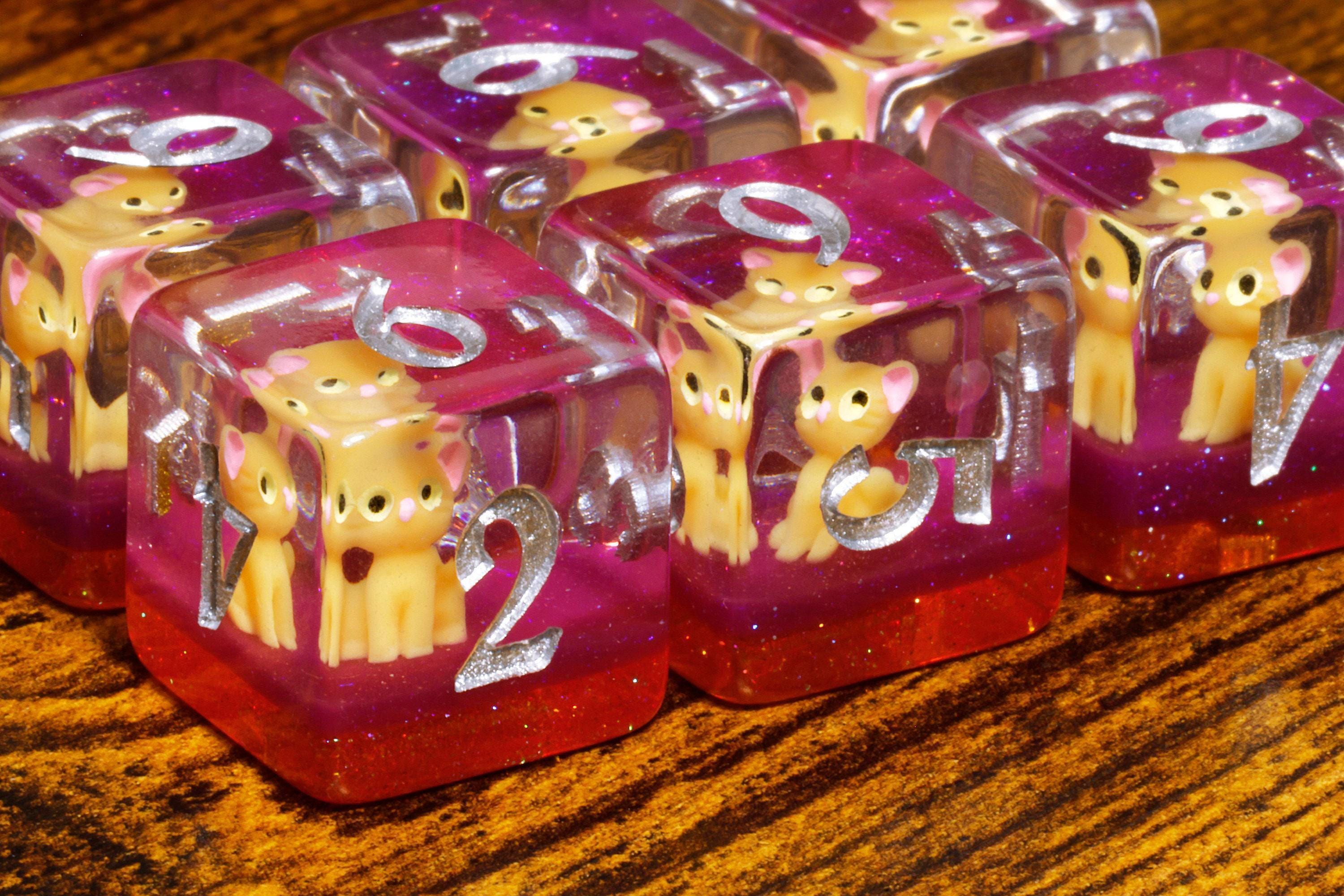 Orange Tabby D6 Dice Set - Orange Cat
