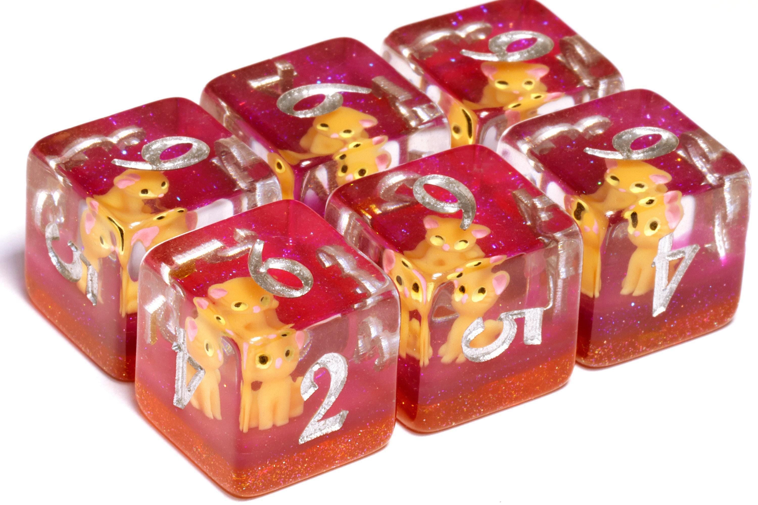 Orange Tabby D6 Dice Set - Orange Cat